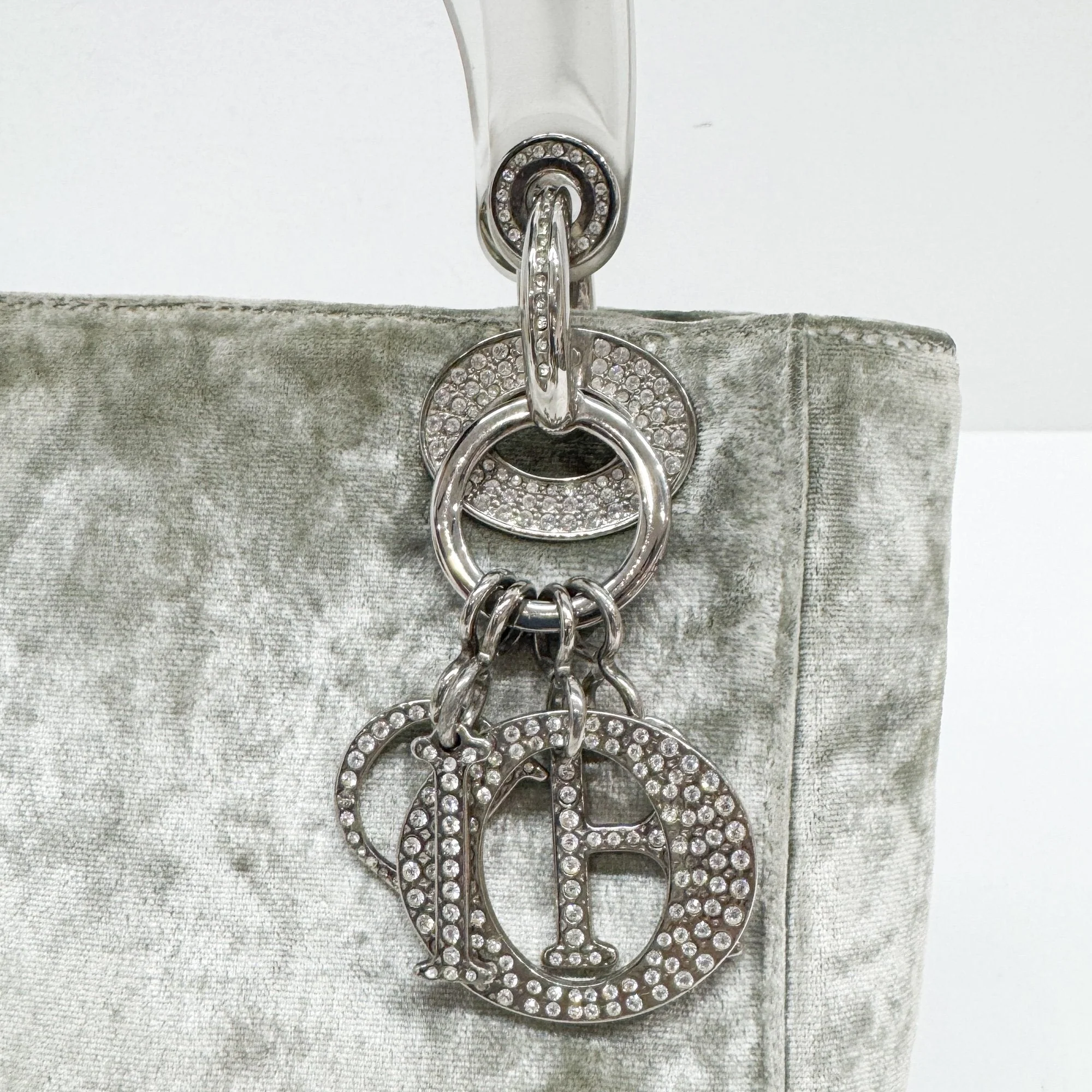 Lady Dior Bejewelled Green Suede Hand Bag - Image 13