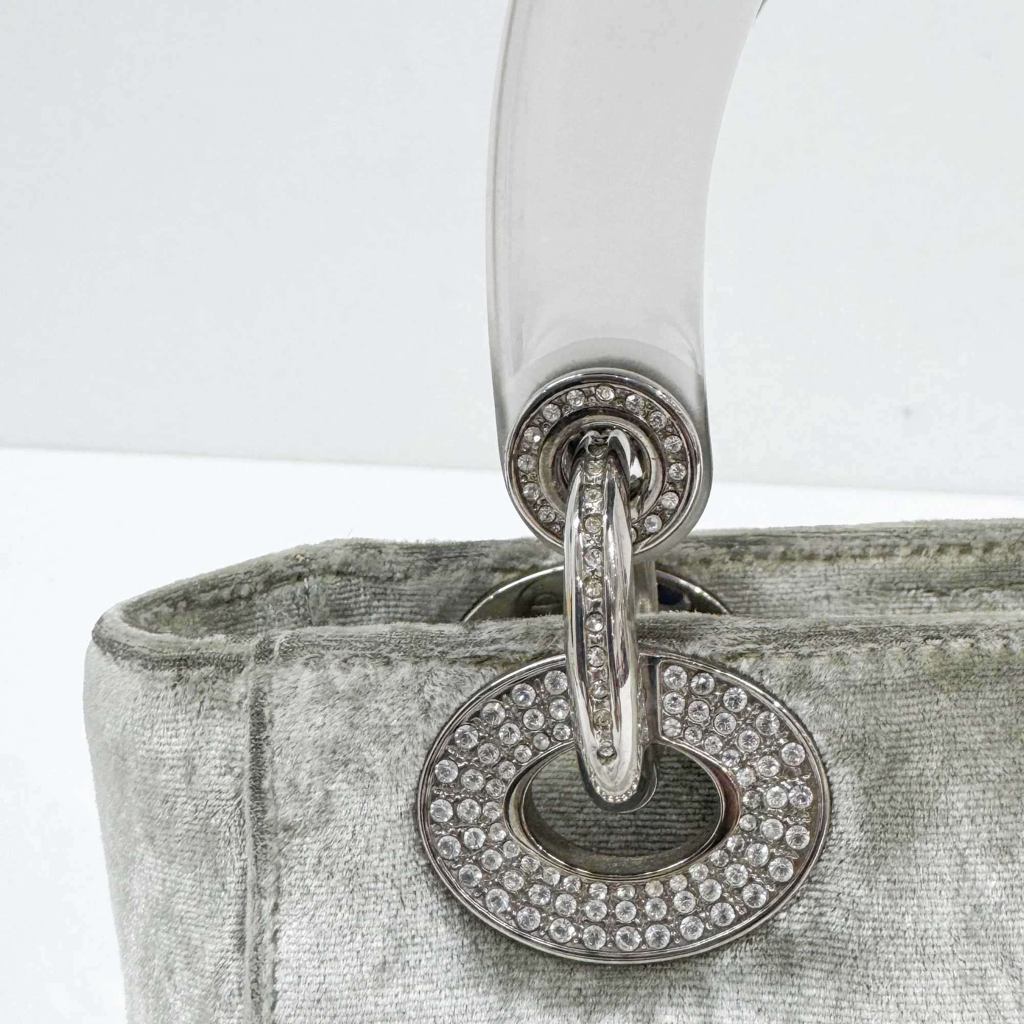 Lady Dior Bejewelled Green Suede Hand Bag - Image 16