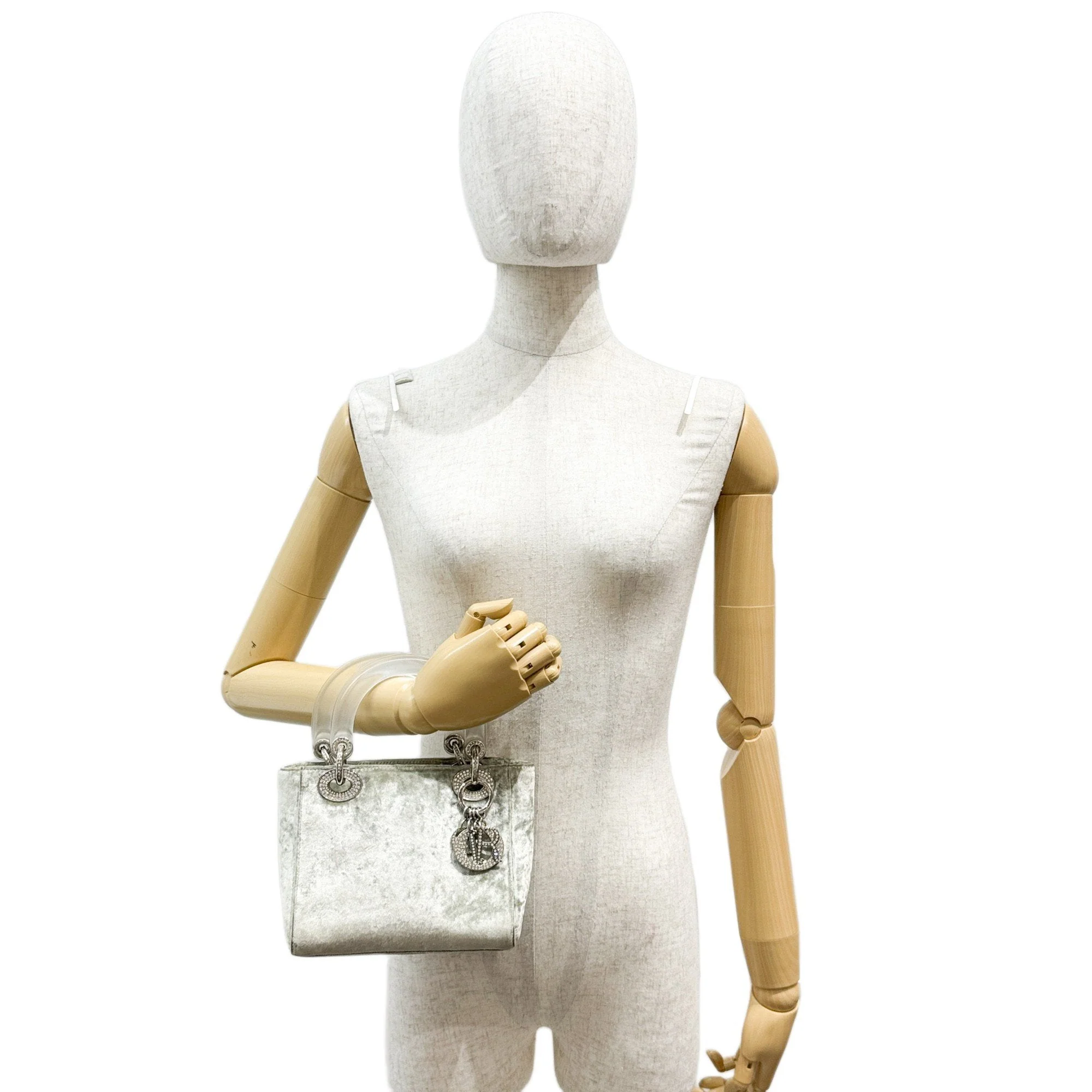 Lady Dior Bejewelled Green Suede Hand Bag - Image 3
