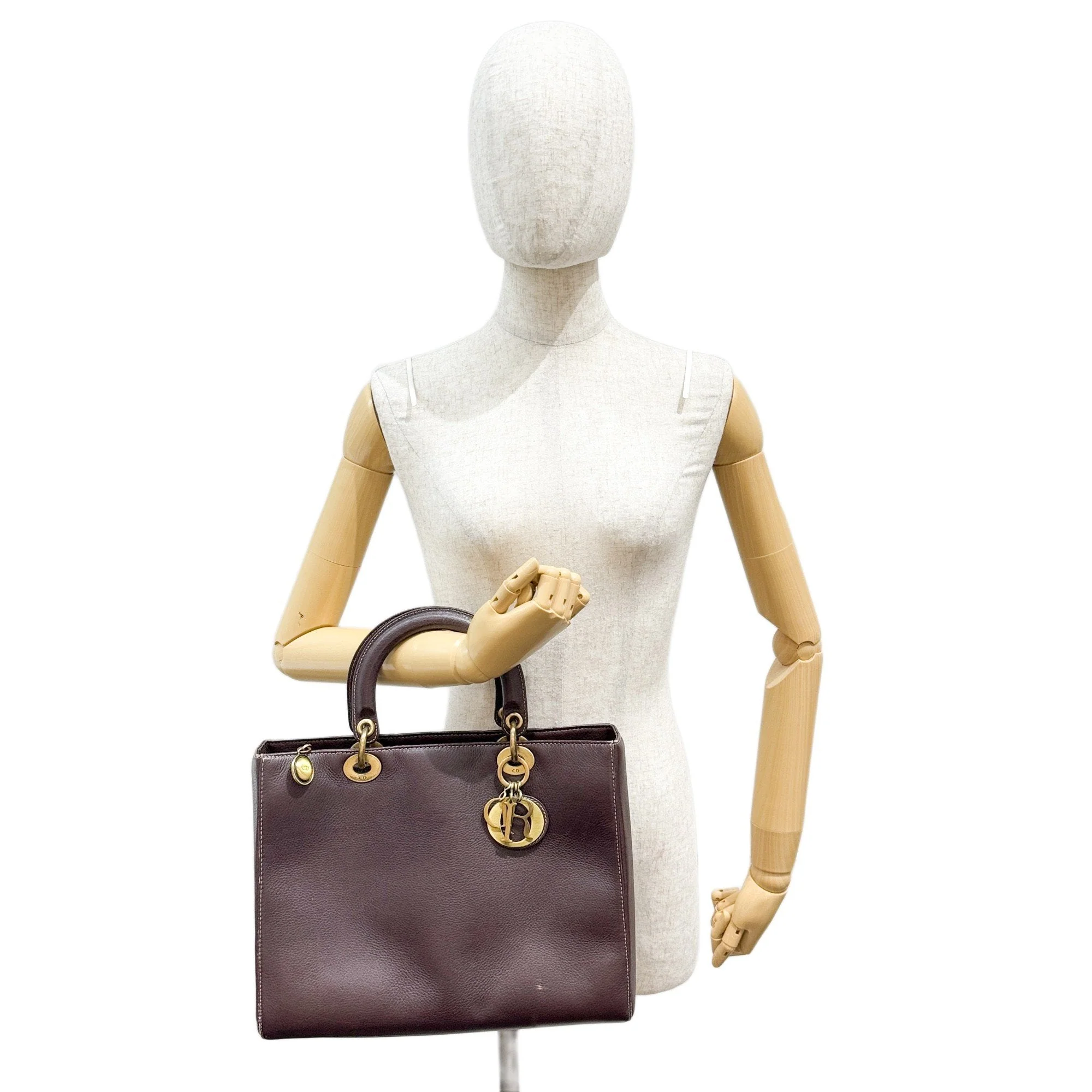 Lady Dior Brown Leather Two Way Bag - Image 3