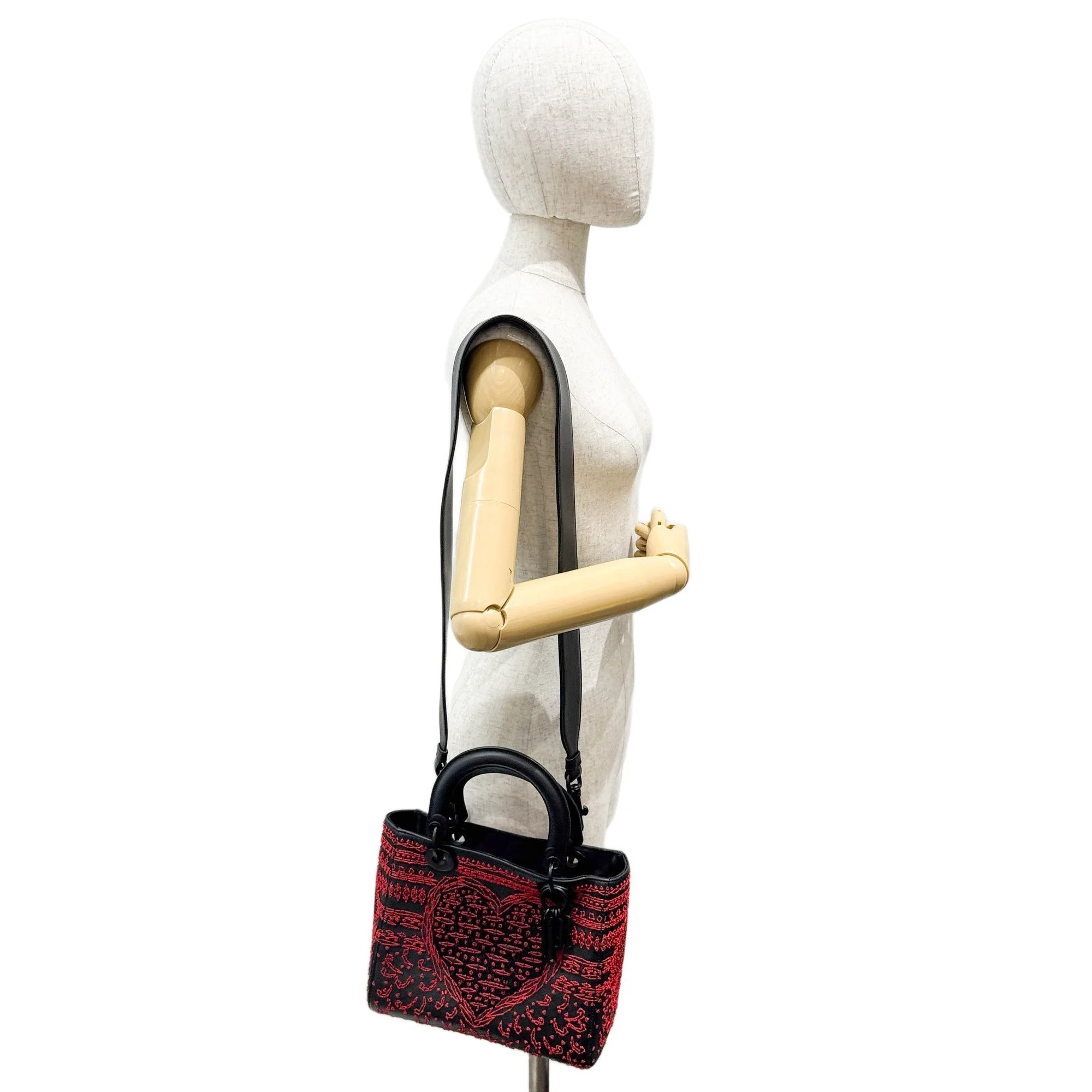 Lady Dior Embroidered Playing Cards Black Leather Two Way Bag - Image 3
