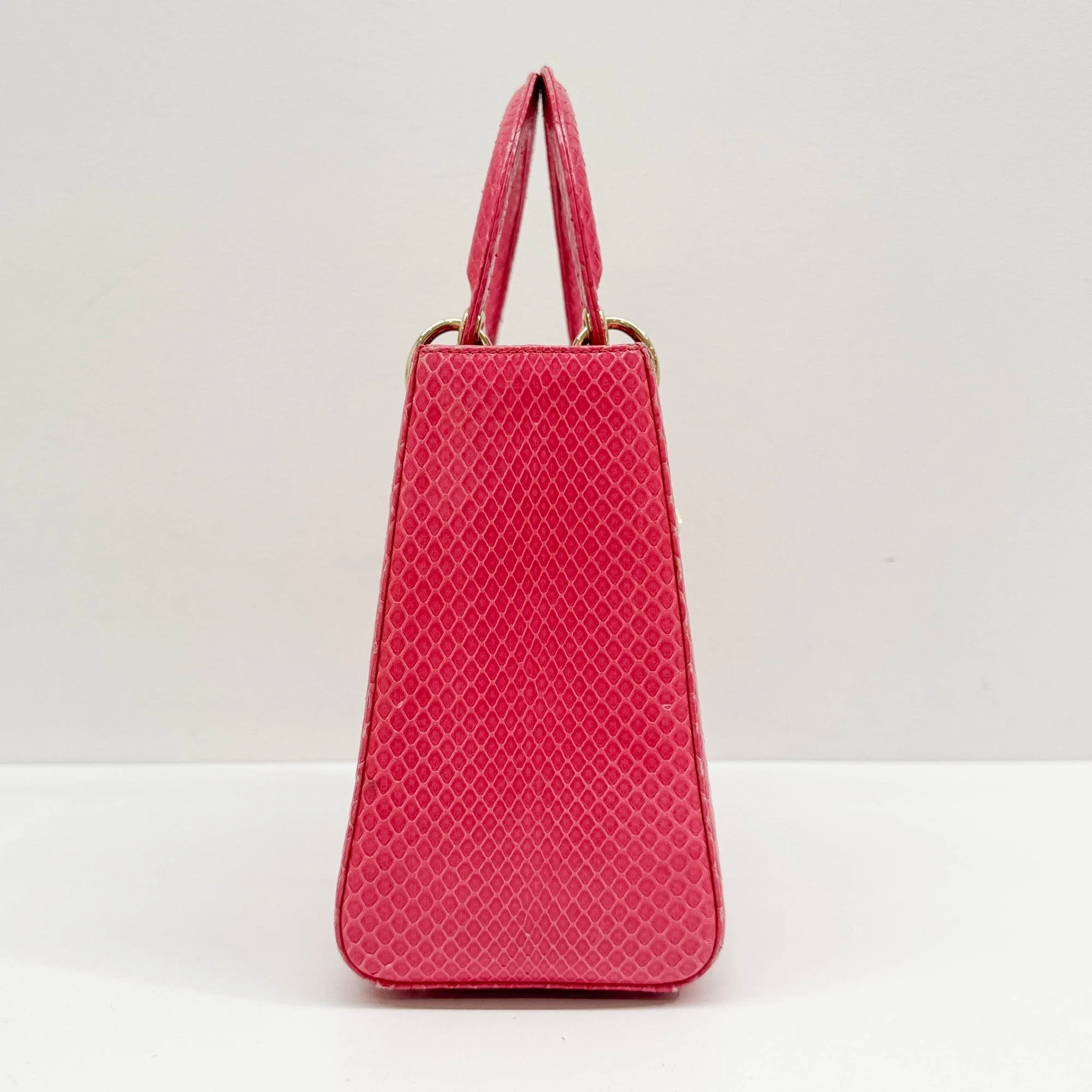 Lady Dior Pink Python Embossed Leather Two Way Bag - Image 5