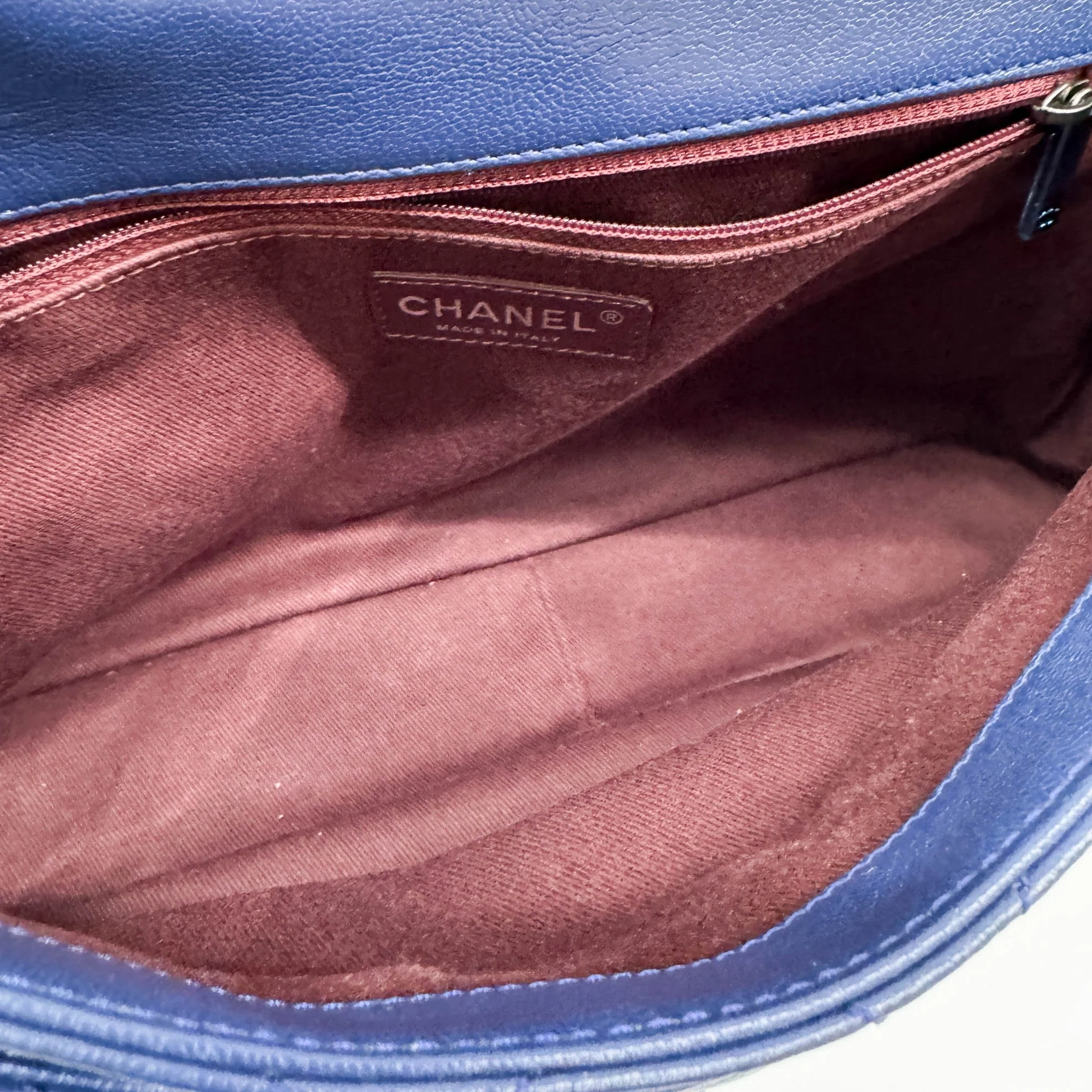Large 2015 Double Carry with Detachable Chain Blue Quilted Goatskin Crossbody Bag - Image 13