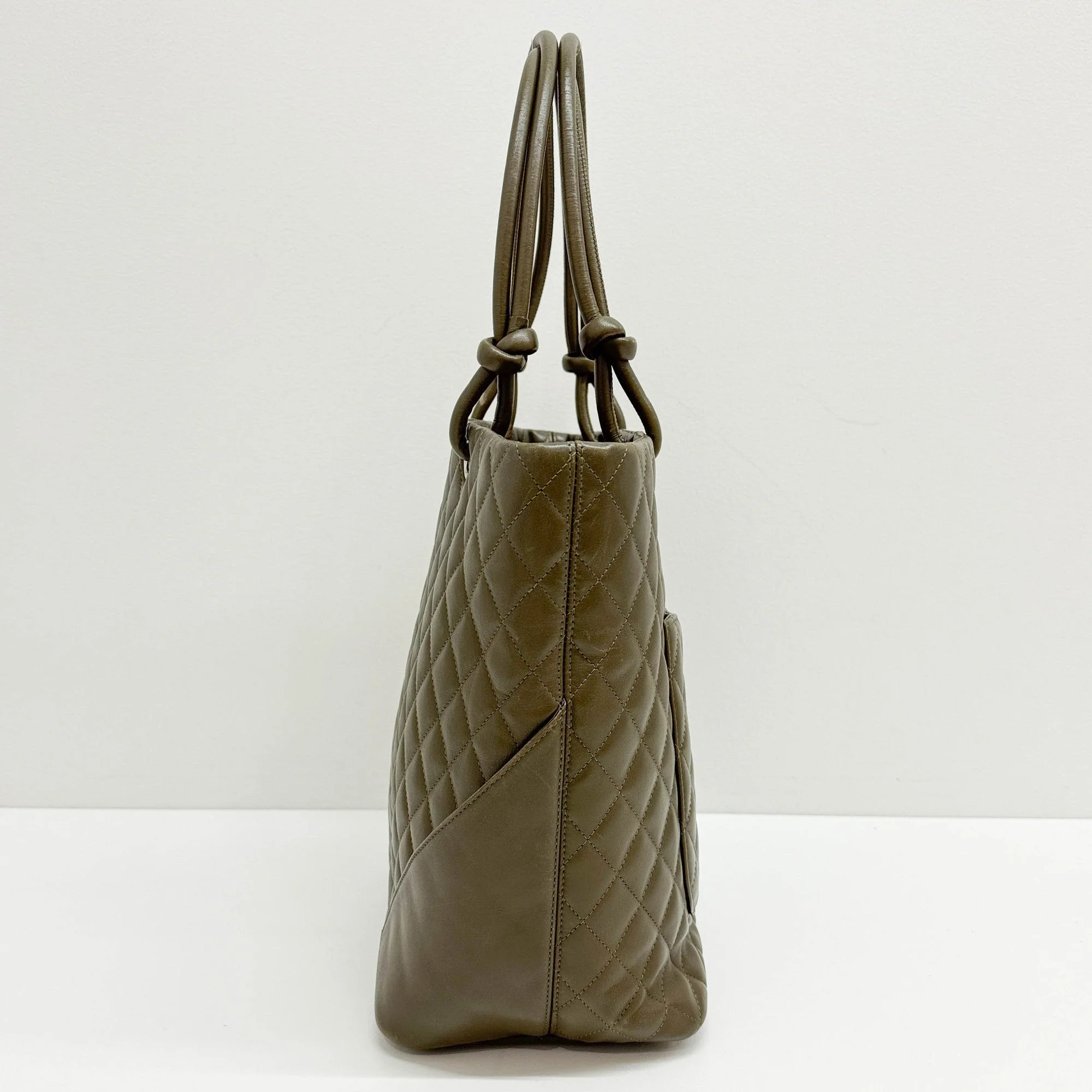 Large Cambon 2004-2005 Python Logo Olive Green Leather Shoulder Bag - Image 6