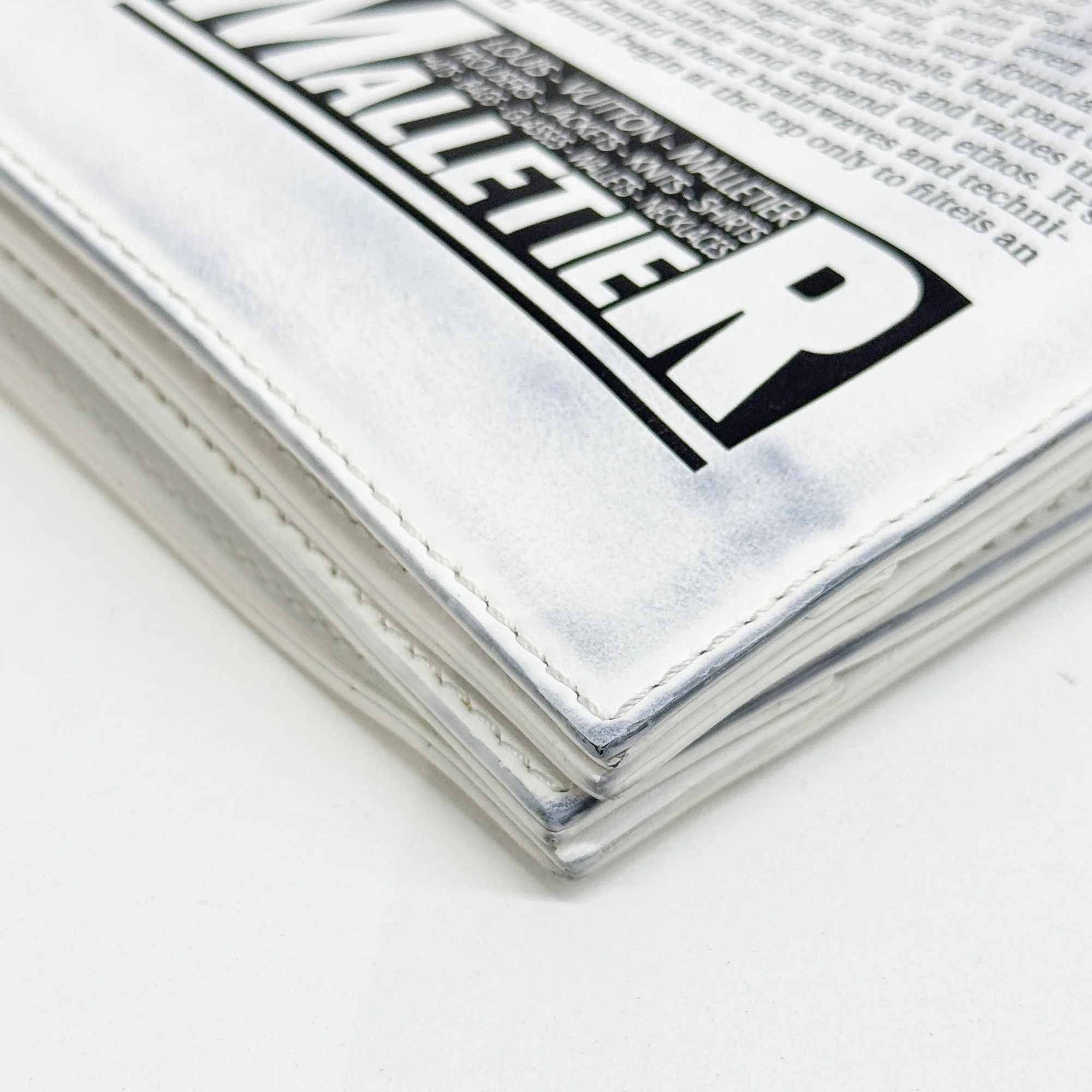 Large Newspaper Print Calfskin Pouch - Image 8