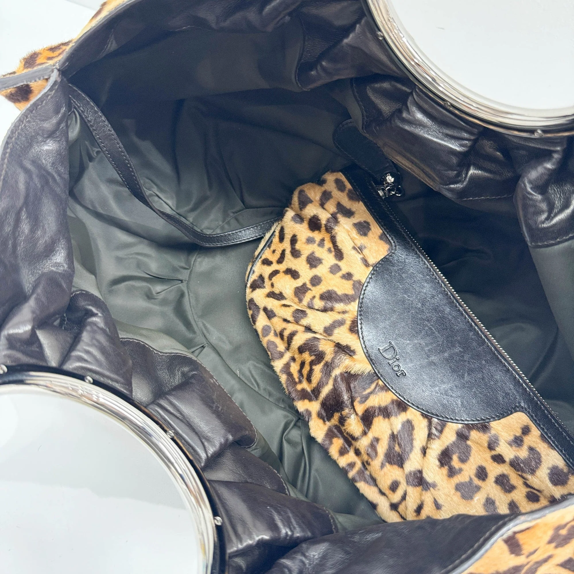 Large Soft Babe Brown Leopard Print Pony Hair Tote Bag - Image 15