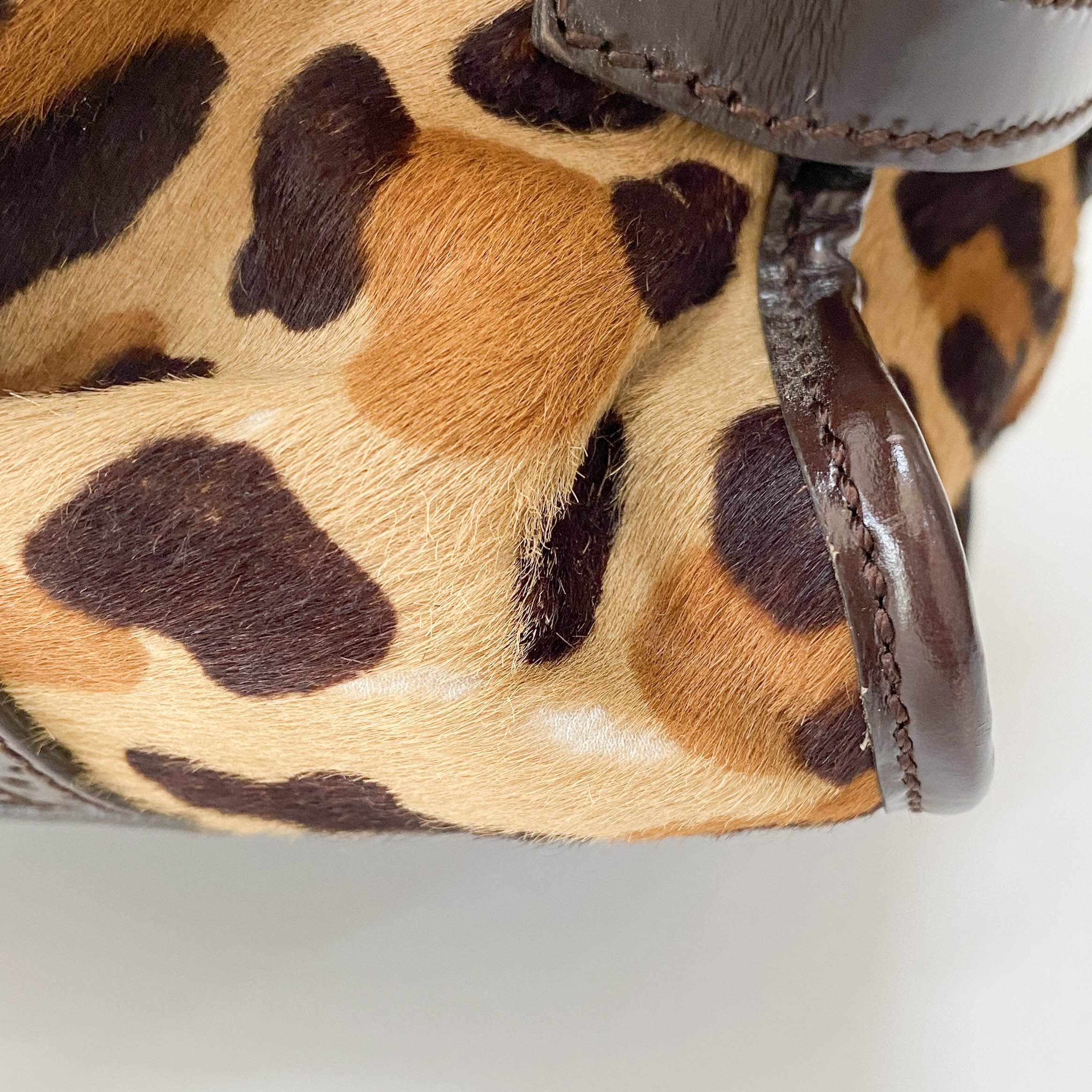 Leopard Print Brown Pony Hair Shoulder Bag - Image 15