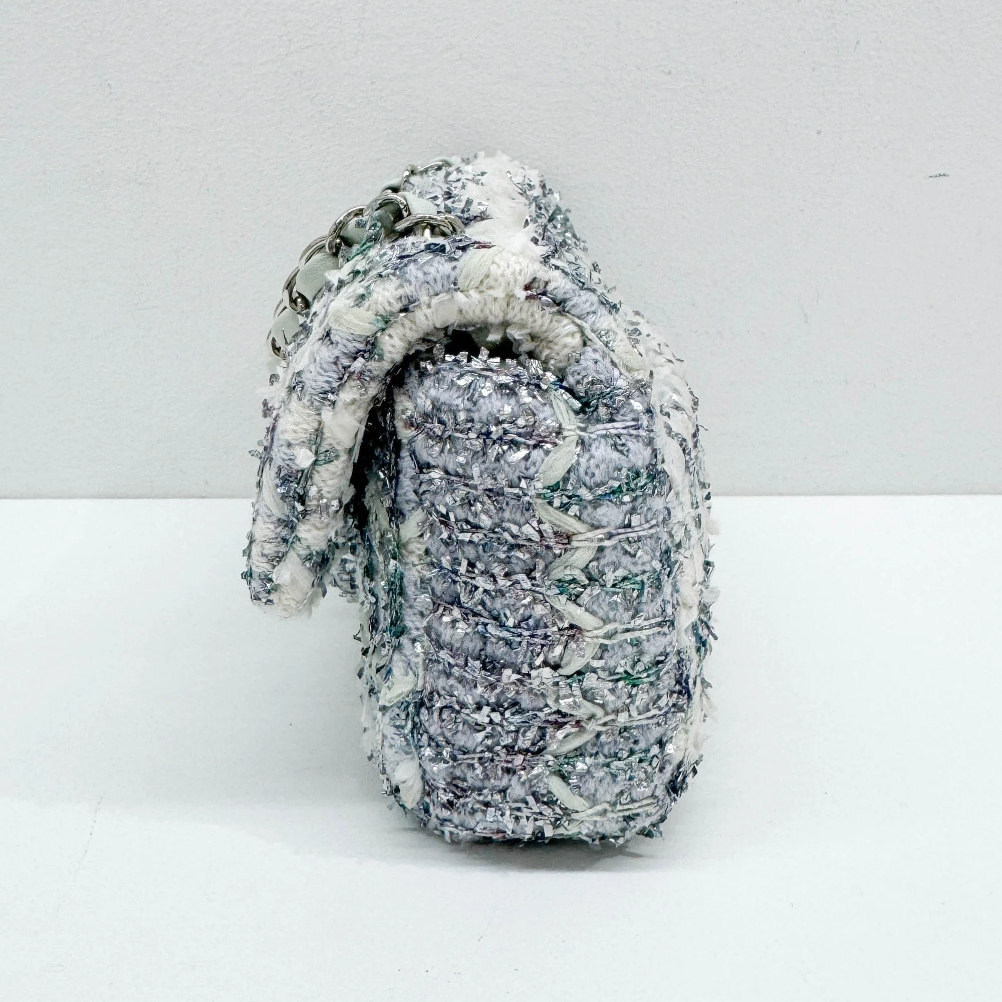 Classic Flap 2018 Sequin Details Lilac & Silver Tweed Shoulder Bag - Image 6