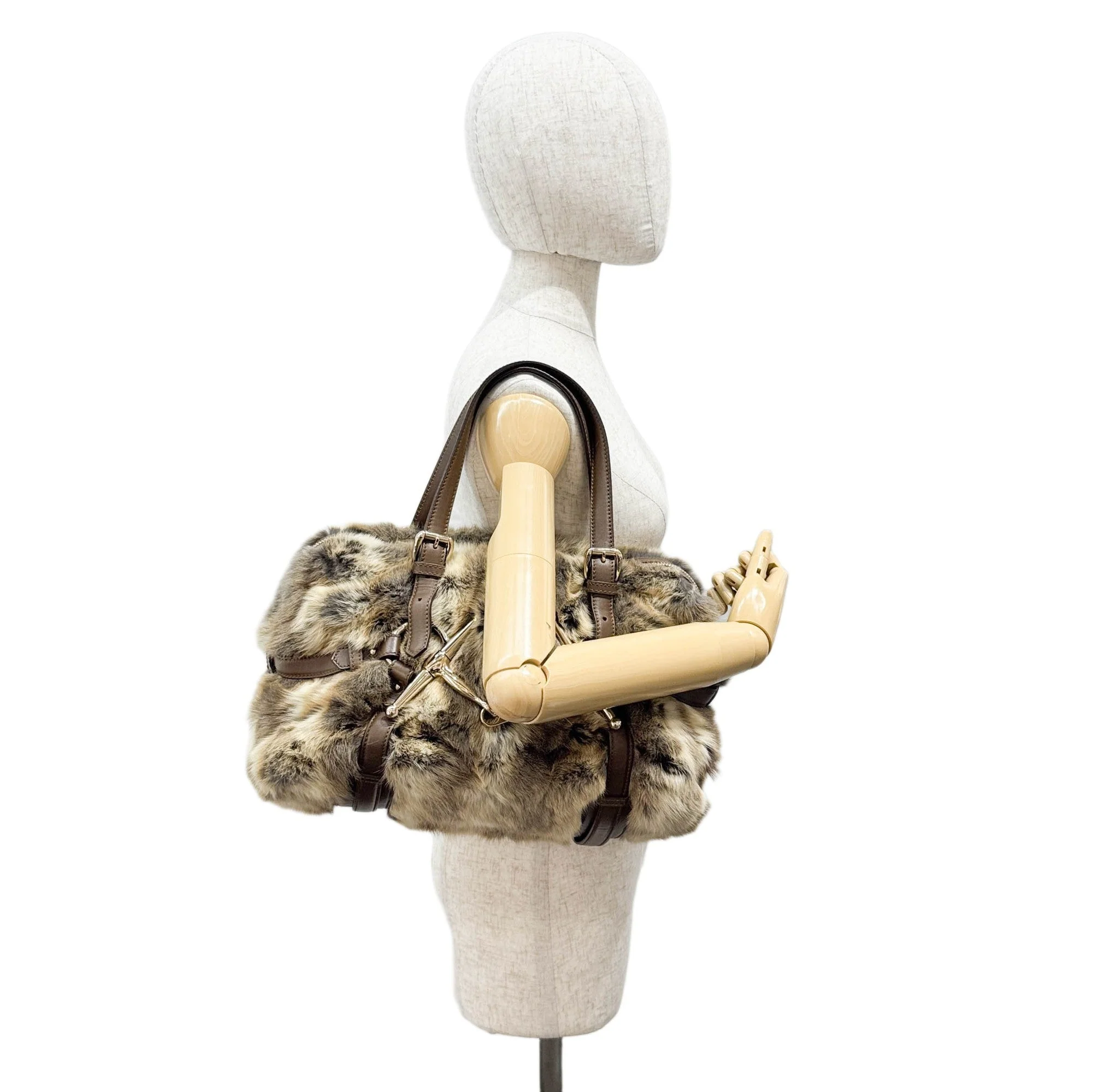 Limited Edition 85th Anniversary Boston/Bowling Brown Rabbit Fur Hand Bag - Image 3