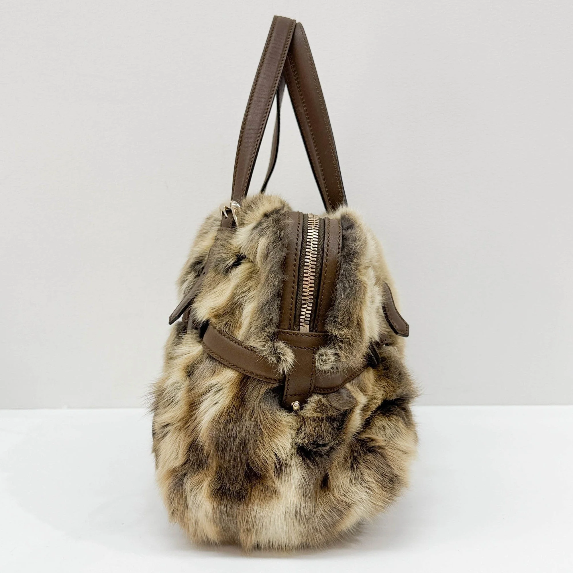 Limited Edition 85th Anniversary Boston/Bowling Brown Rabbit Fur Hand Bag - Image 5