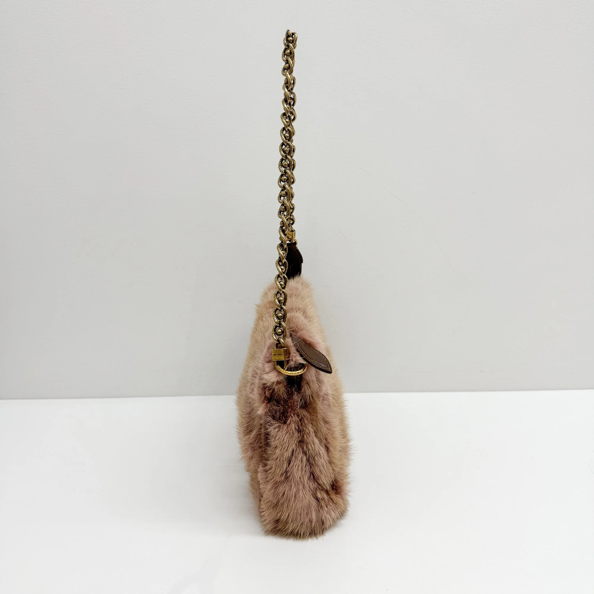 Limited Edition Caresse Brown/Pink Mink Fur Shoulder Bag - Image 6
