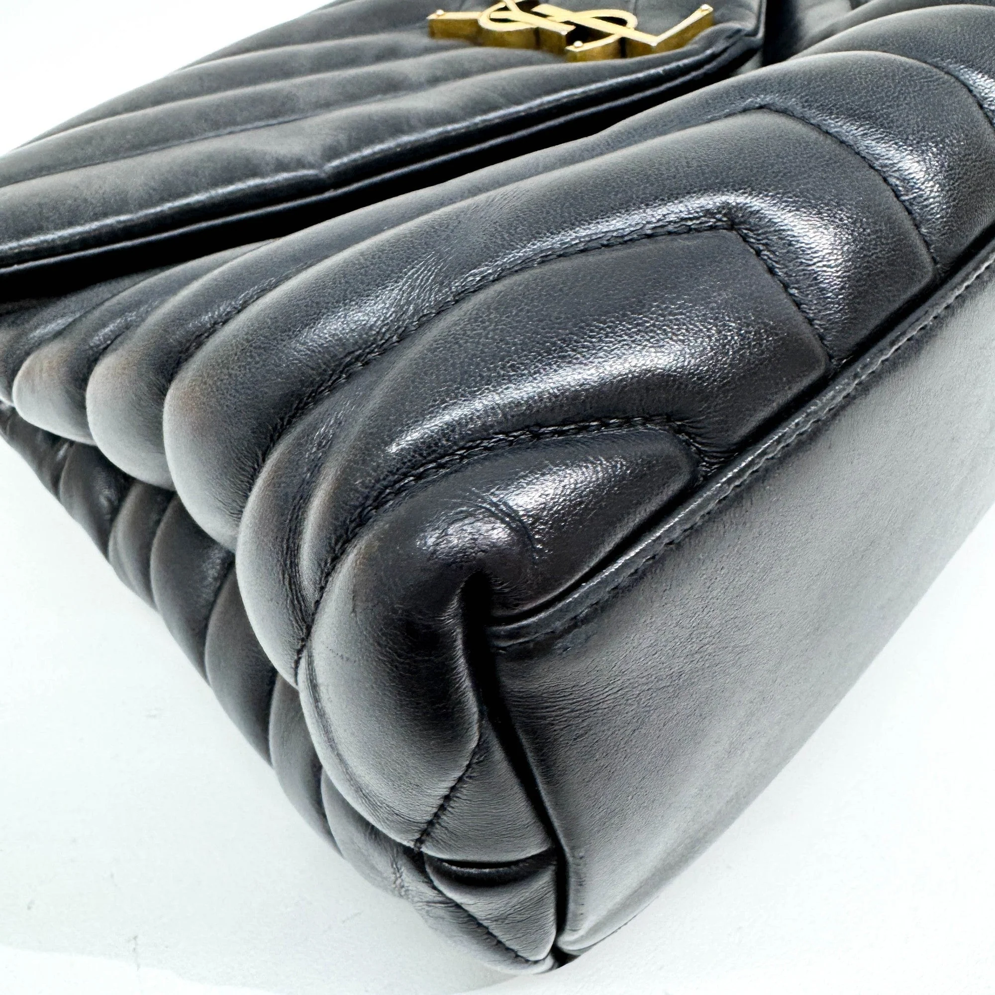 Loulou Black Leather with Gold Chain Shoulder Bag - Image 8