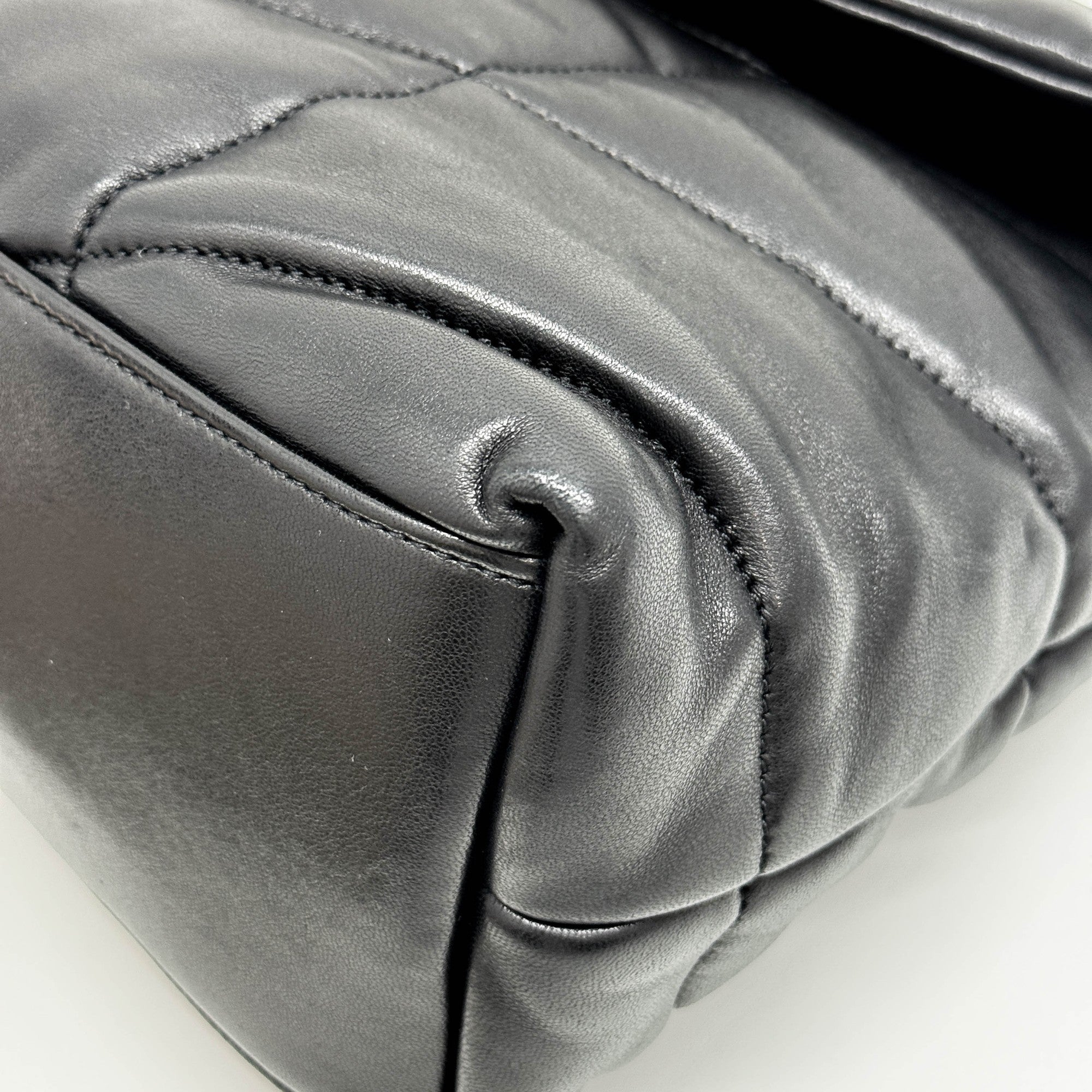 Loulou Calf-skin Black Leather with Silver Chain Shoulder Bag - Image 9
