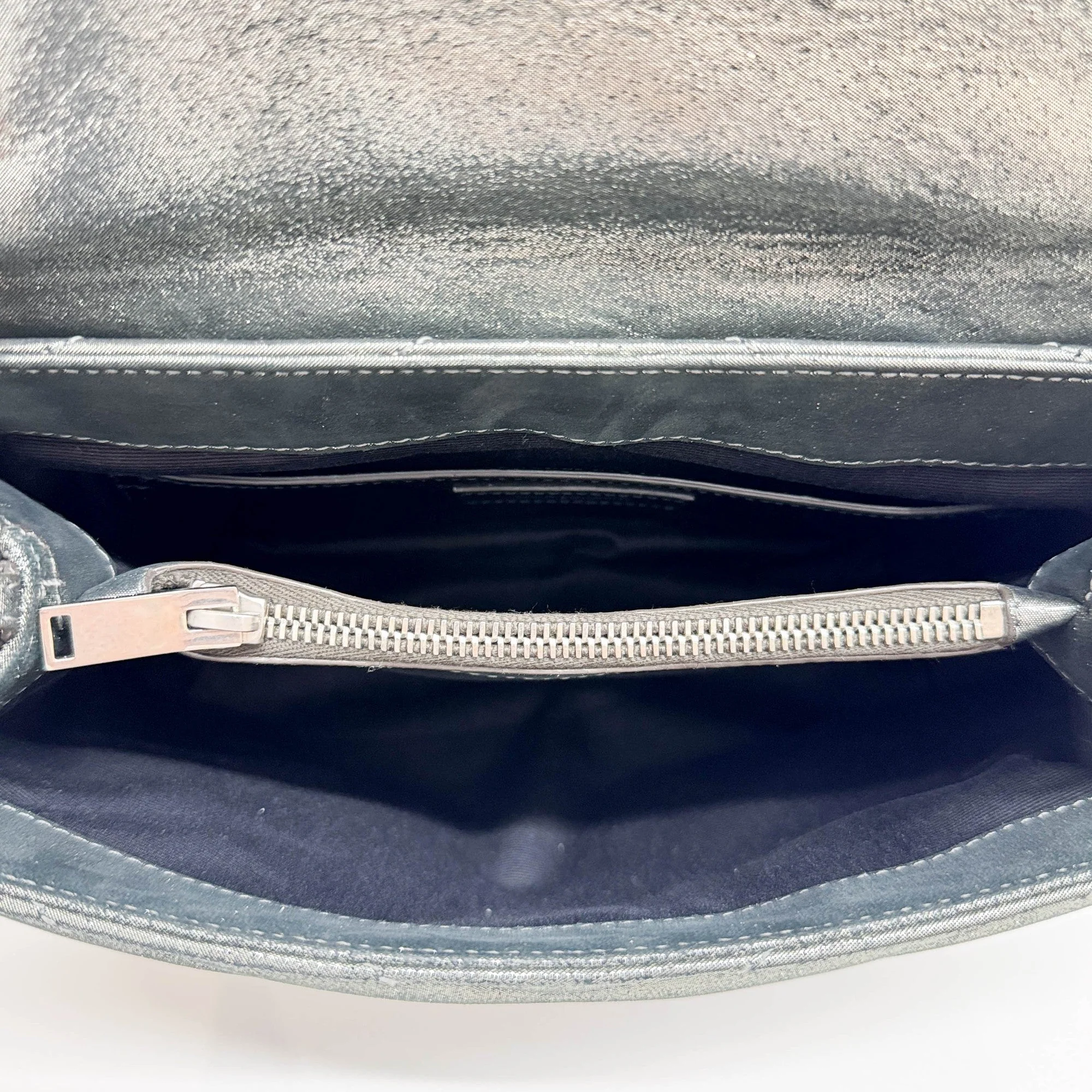 Loulou Metallic Grey Leather Shoulder Bag - Image 15
