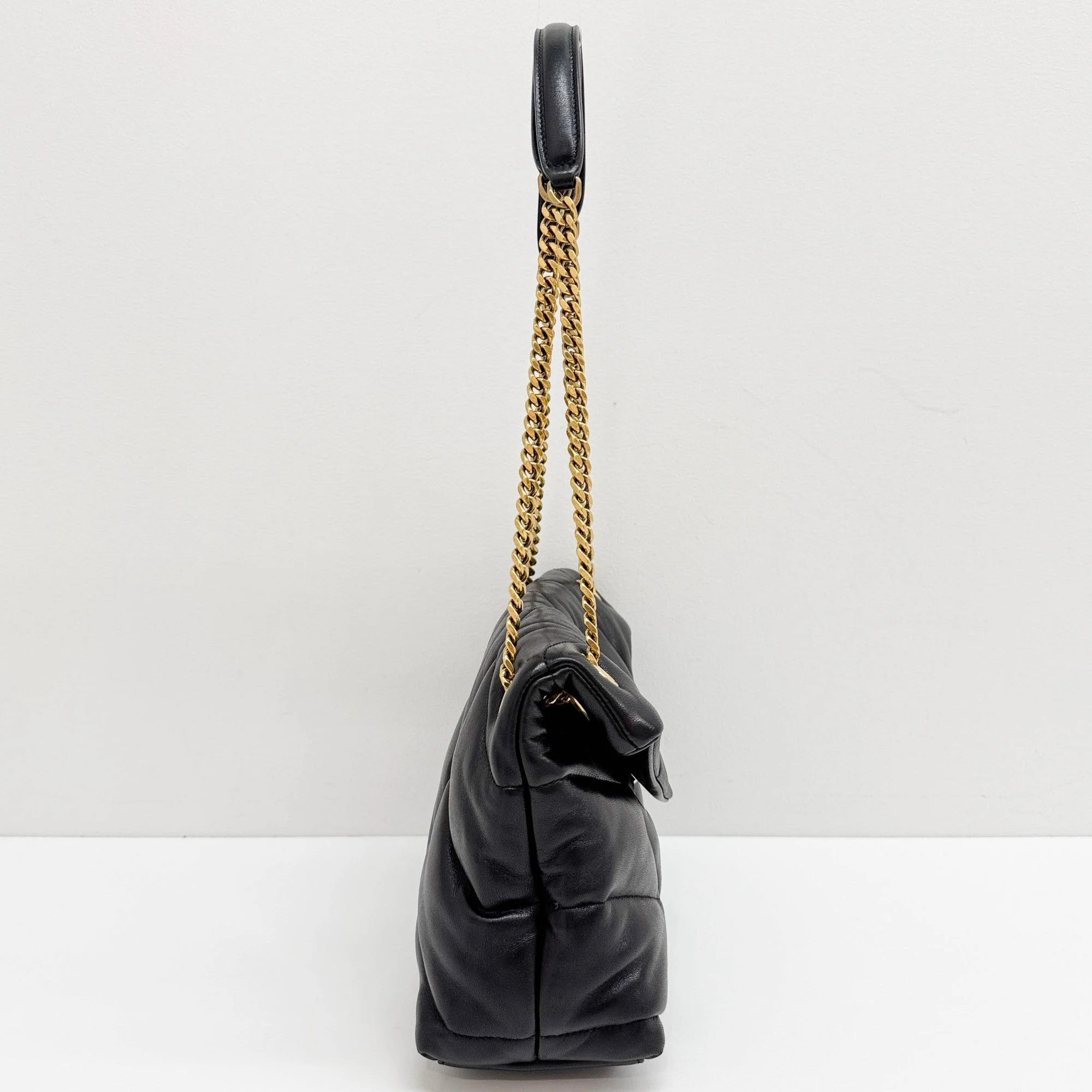 Loulou Puffer Black Leather Shoulder Bag - Image 5