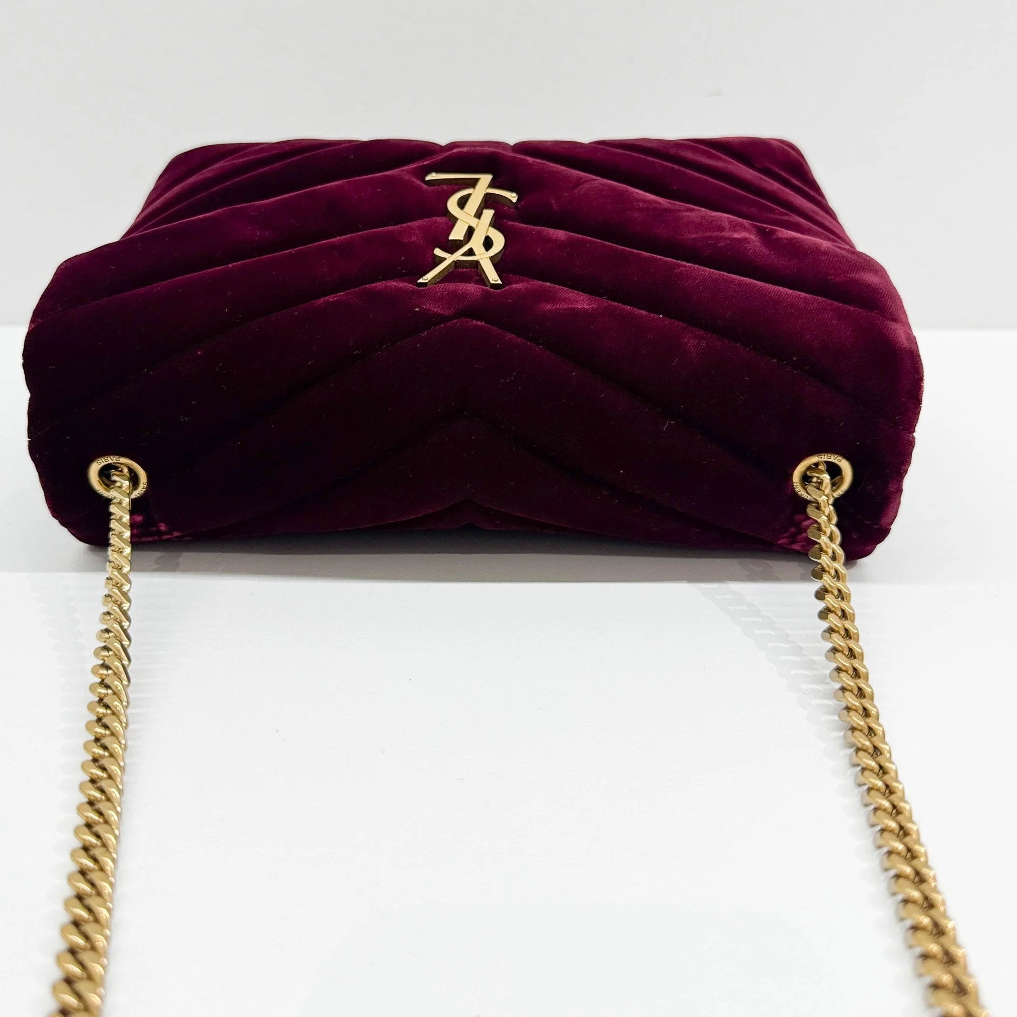 Loulou Red Chevron Velvet Shoulder Bag - Image 6