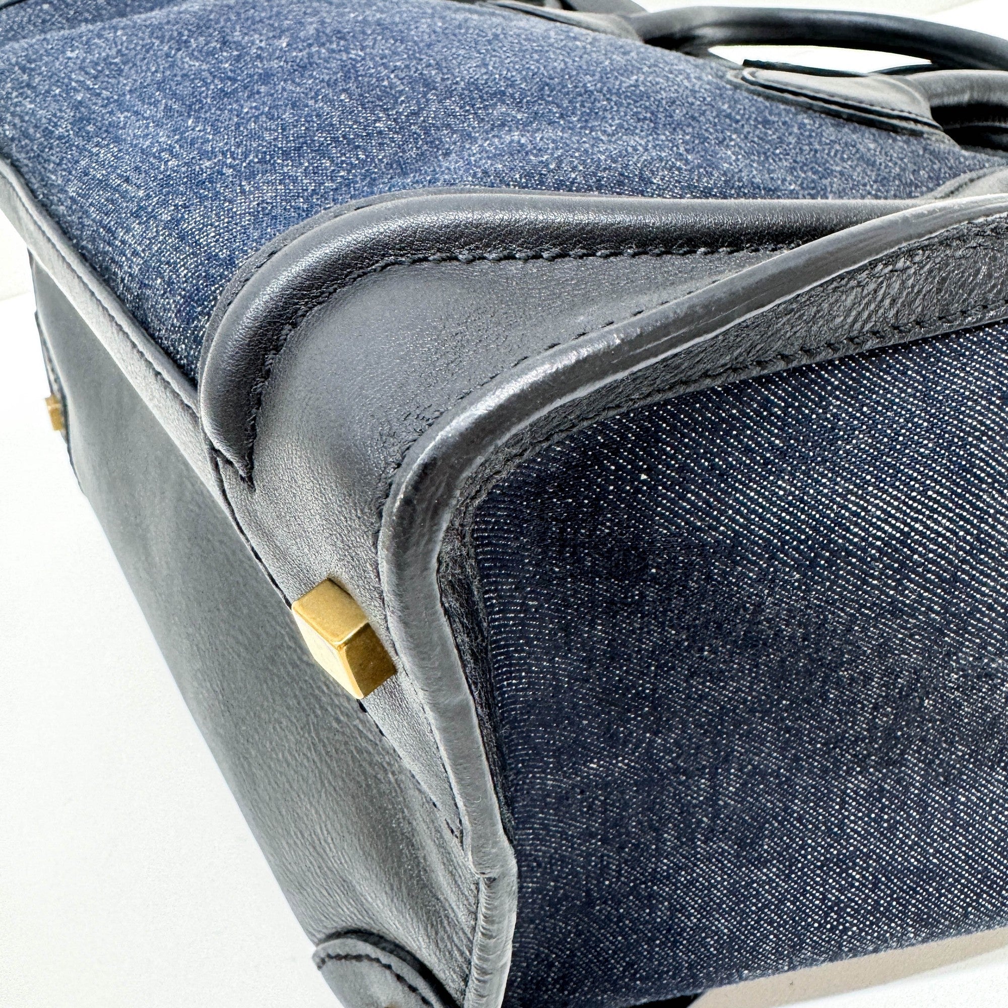 Luggage Phantom Black Trim Navy Blue Denim Hand Bag - Image 11