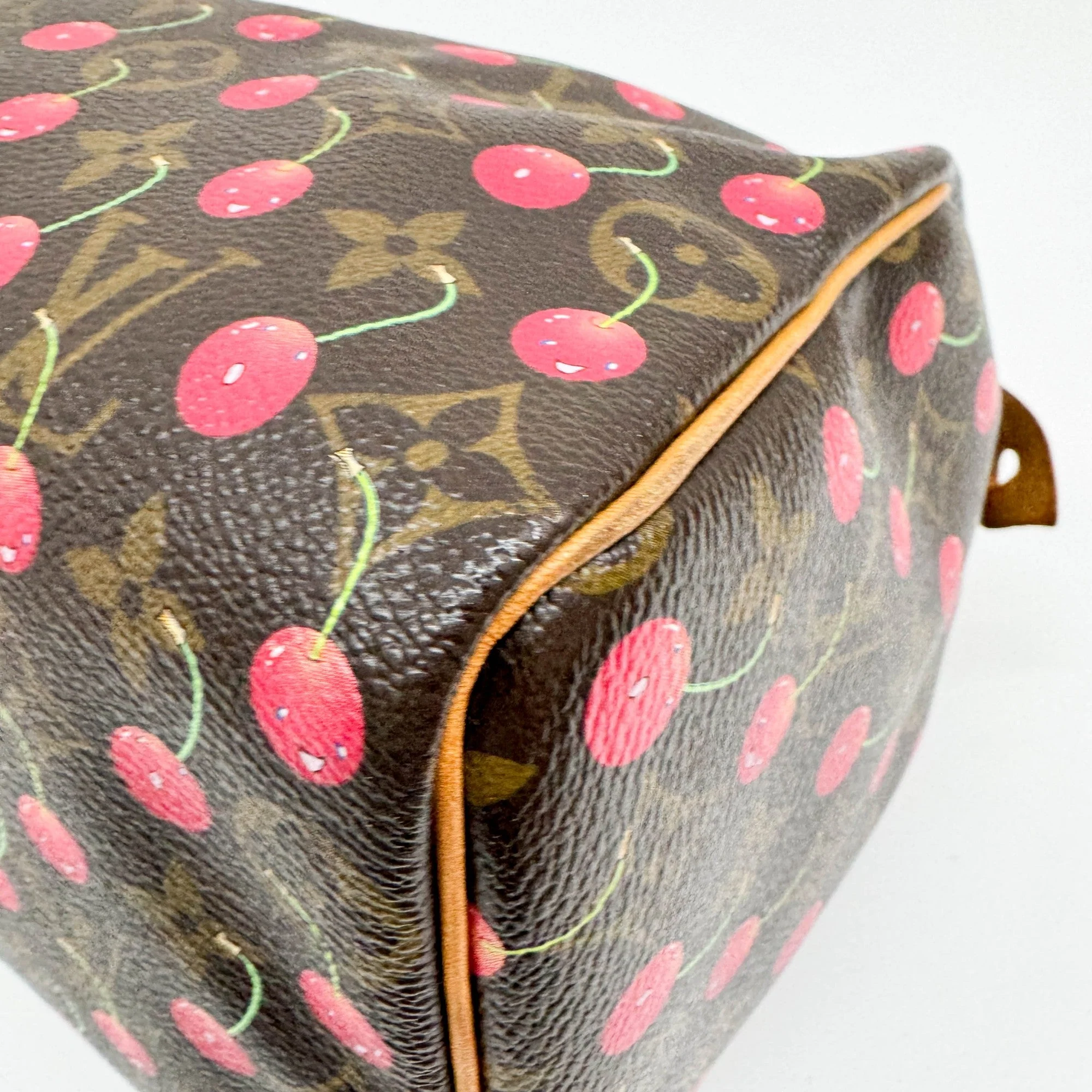 LV x Takashi Murakami Speedy 25 Cherry Mon Cherie Brown Monogram Canvas Hand Bag - Image 10