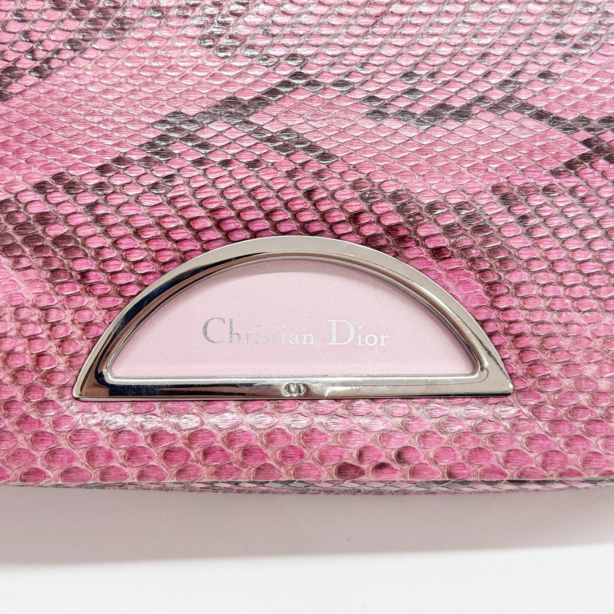 Malice Pearl Pink Python Embossed Leather Shoulder Bag - Image 12