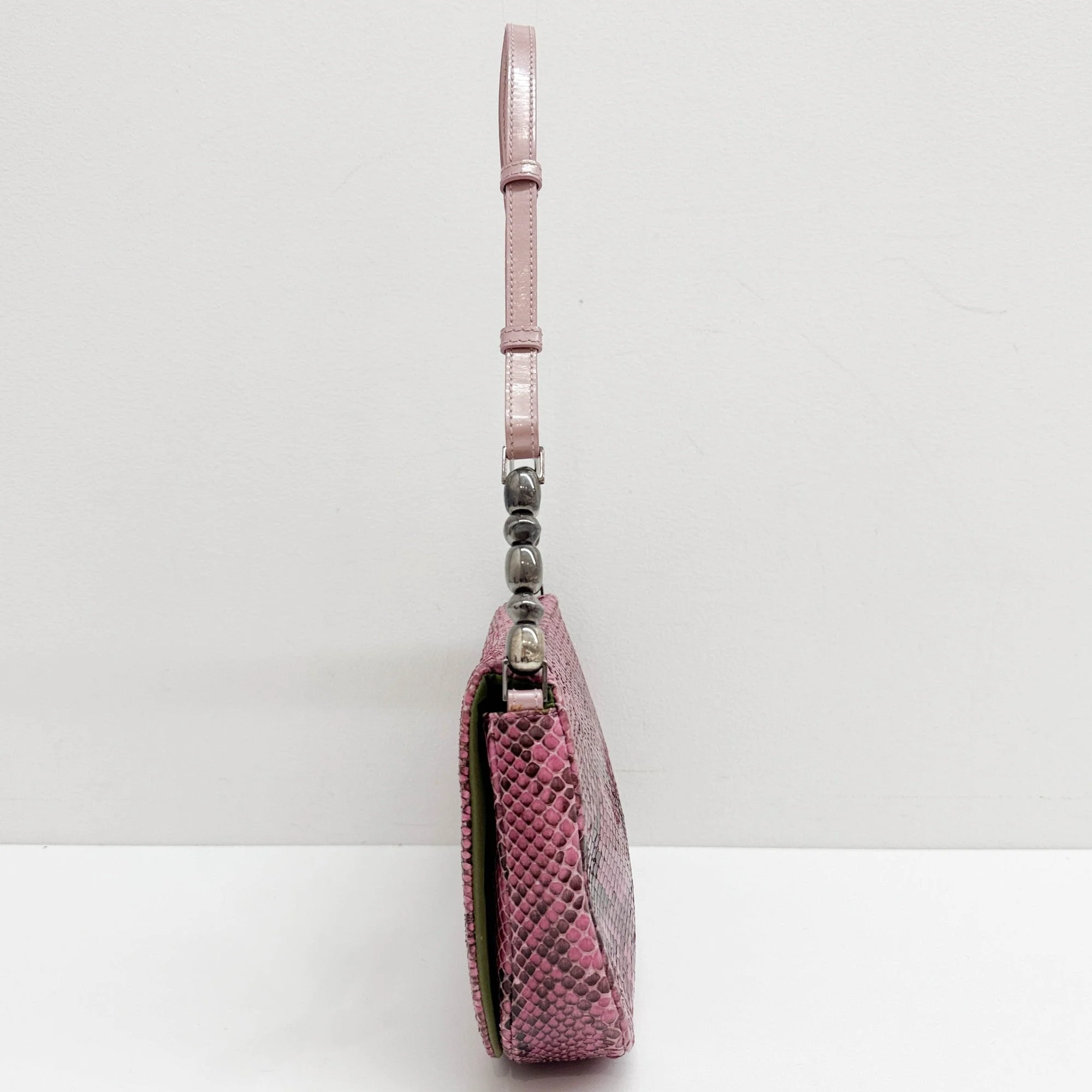 Malice Pearl Pink Python Embossed Leather Shoulder Bag - Image 5