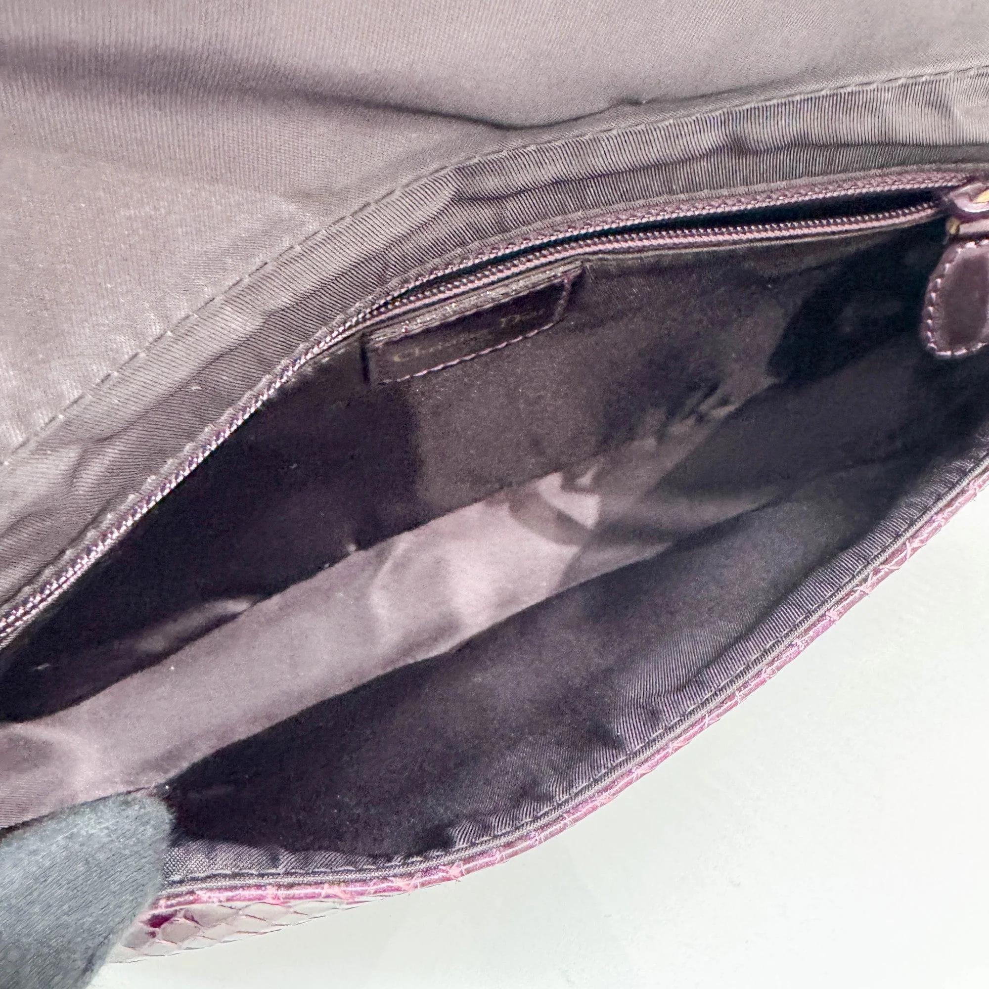 Malice Pearl Plum Purple Embossed Python Leather Shoulder Bag - Image 13
