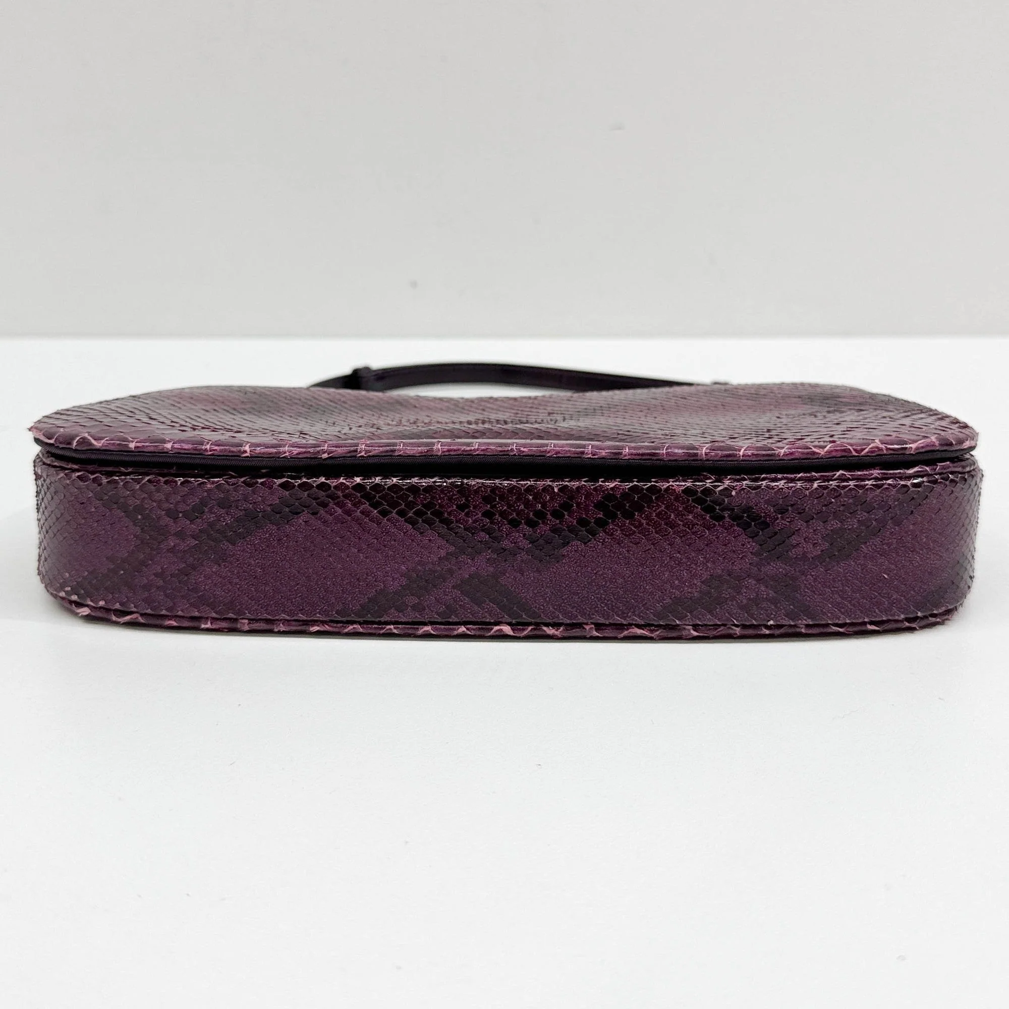 Malice Pearl Plum Purple Embossed Python Leather Shoulder Bag - Image 8