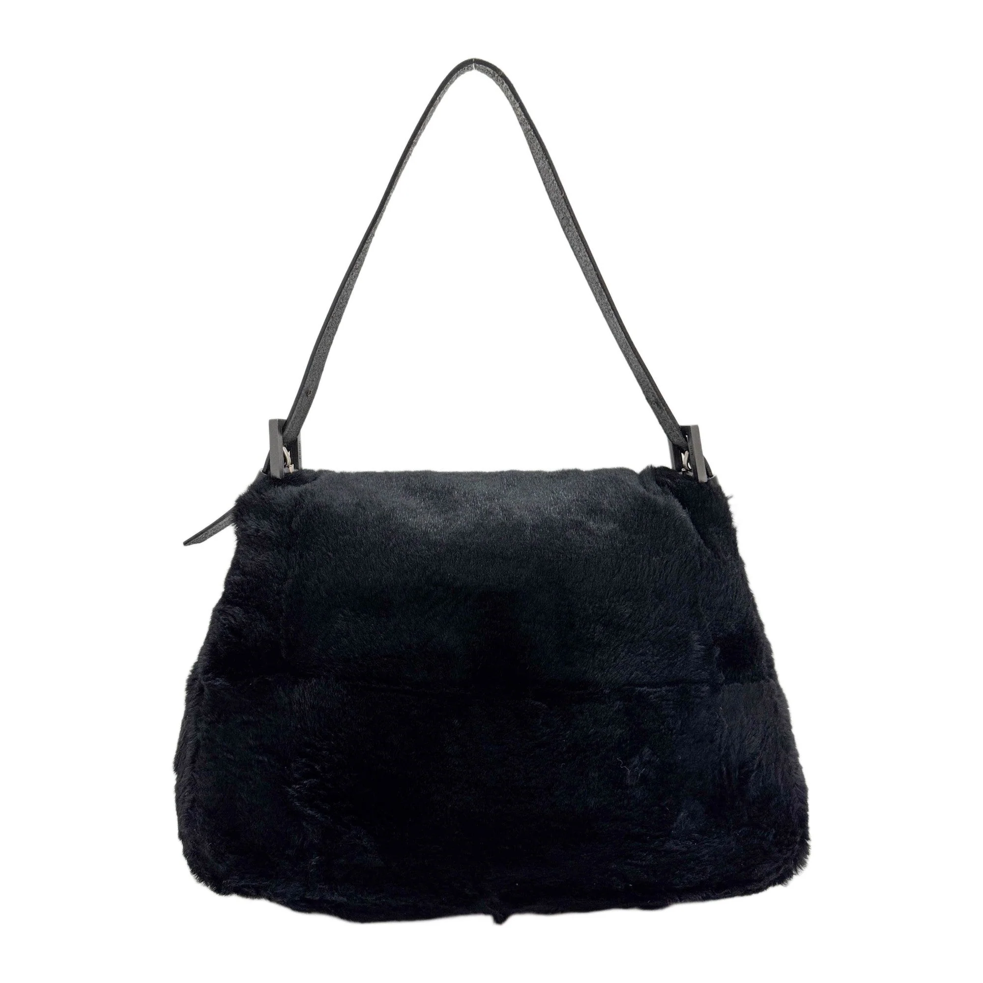 Mamma Baguette Black Fur Shoulder Bag - Image 2