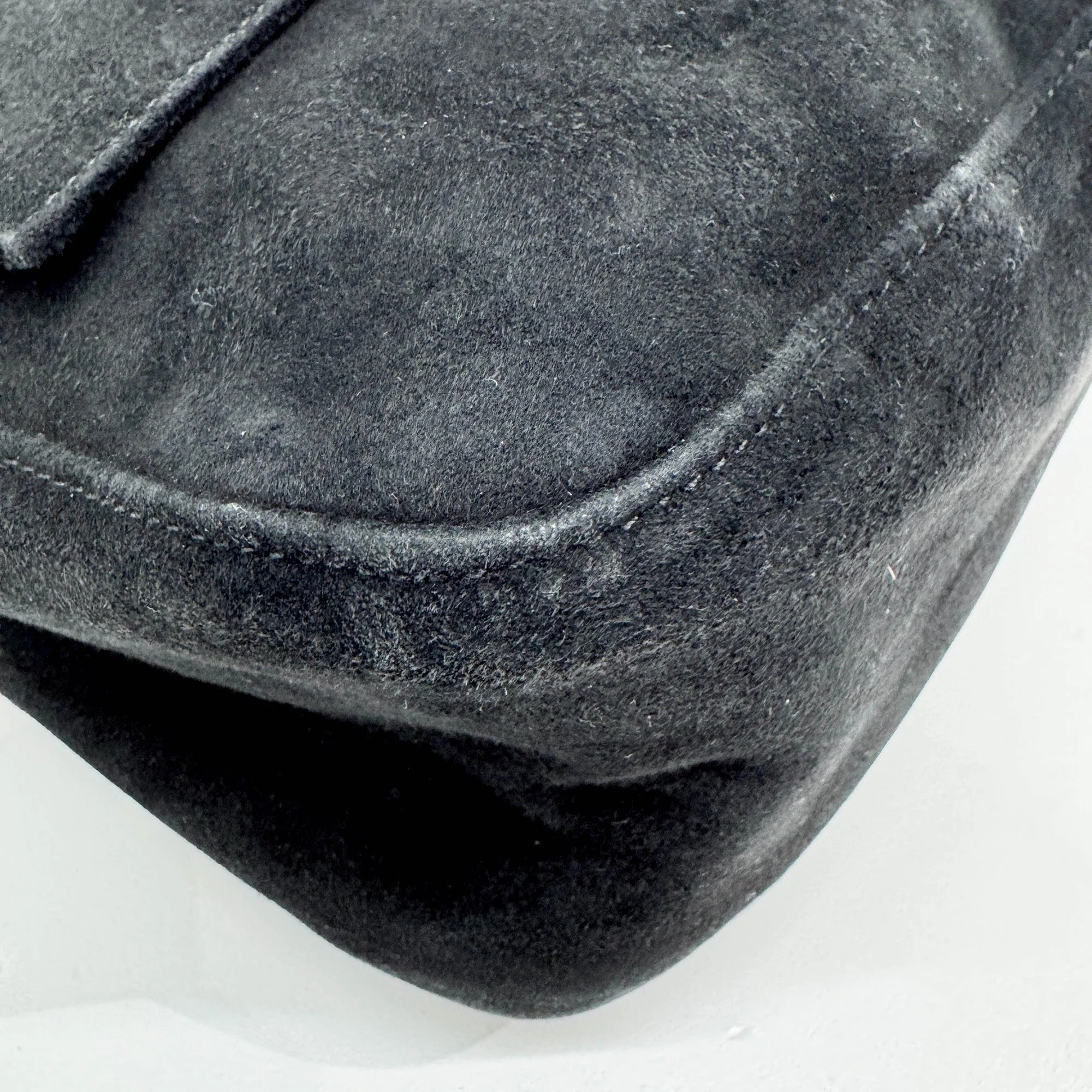 Mamma Baguette Black Suede Shoulder Bag - Image 10