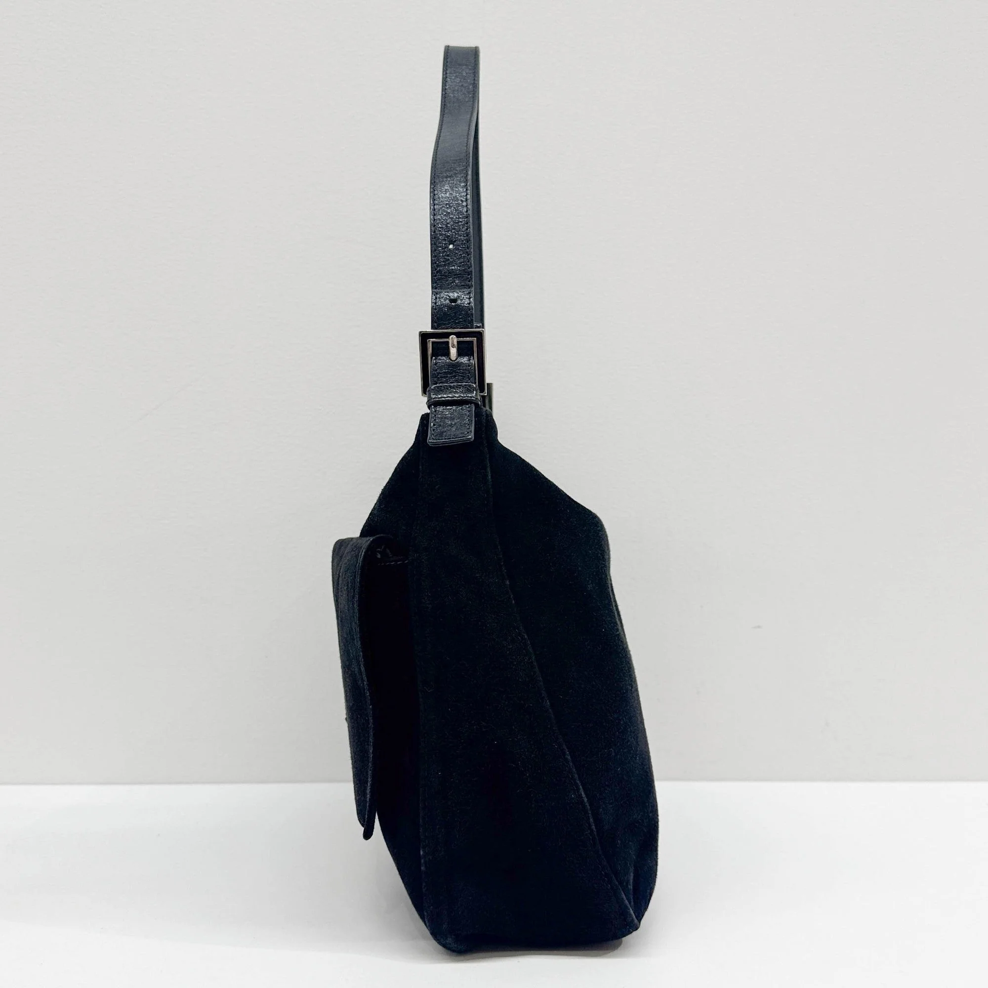 Mamma Baguette Black Suede Shoulder Bag - Image 5
