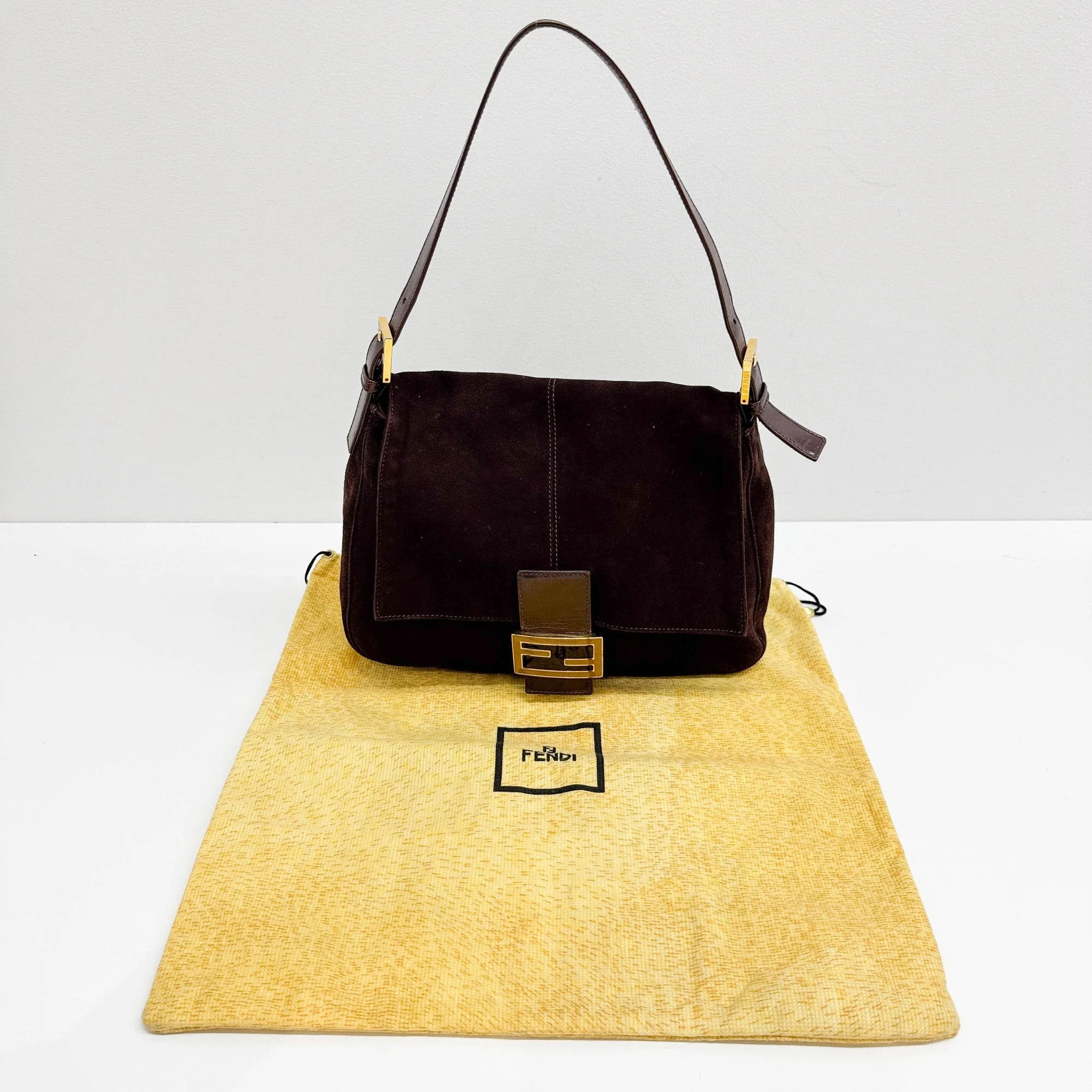 Mamma Baguette Brown Suede Shoulder Bag - Image 4