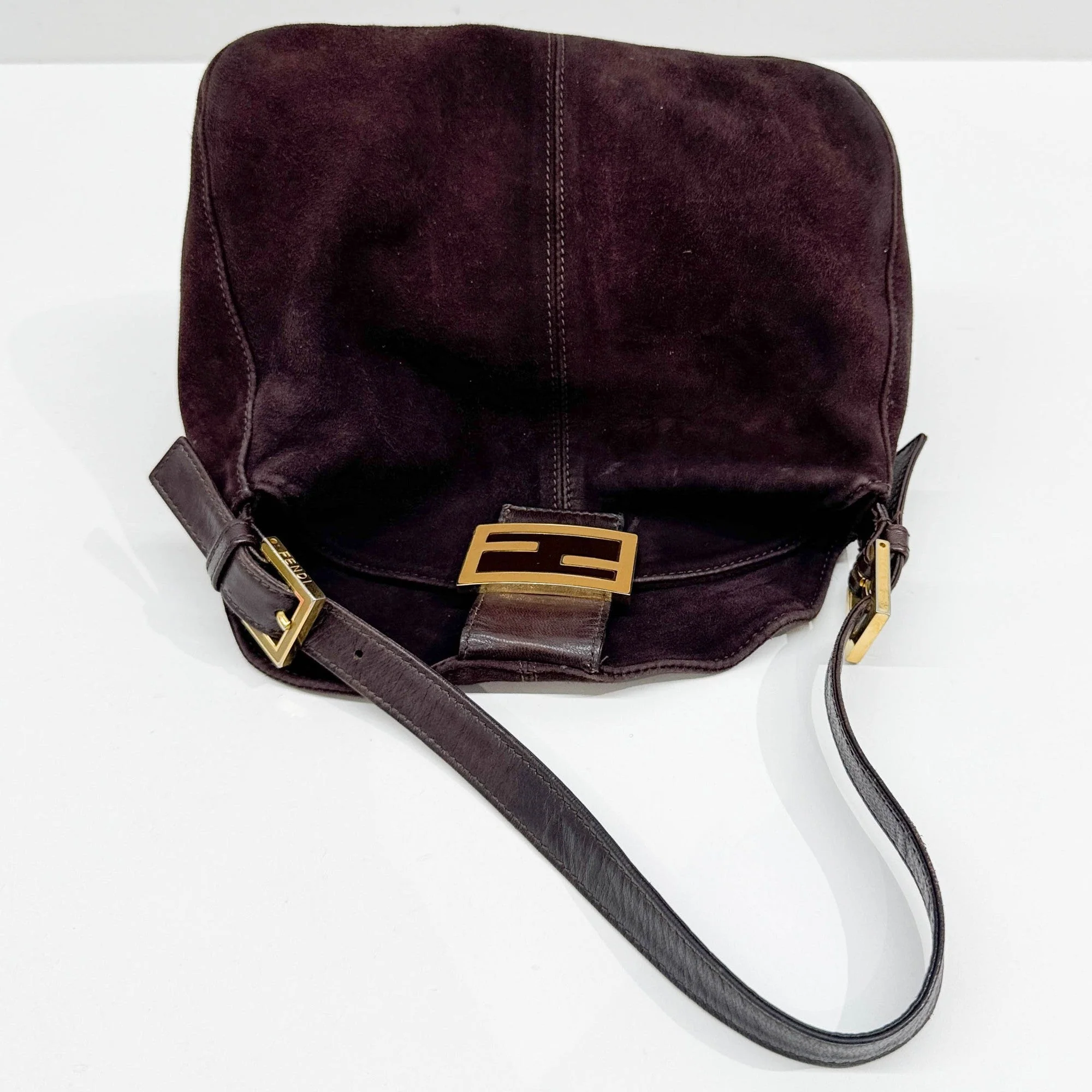 Mamma Baguette Brown Suede Shoulder Bag - Image 6