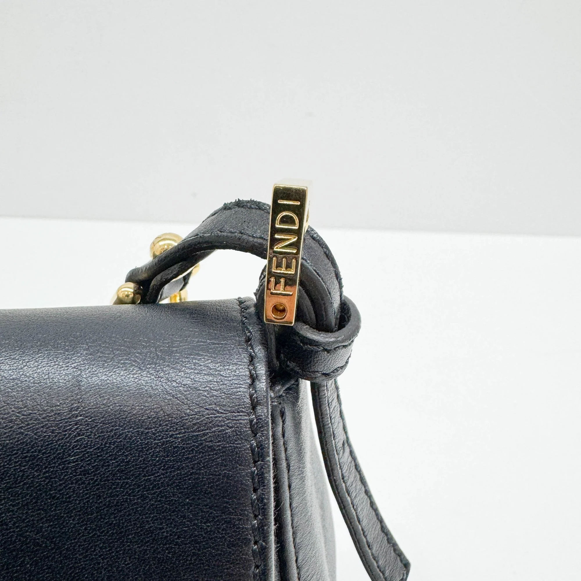 Mamma Baguette Gold Chain Black Leather Shoulder Bag - Image 14