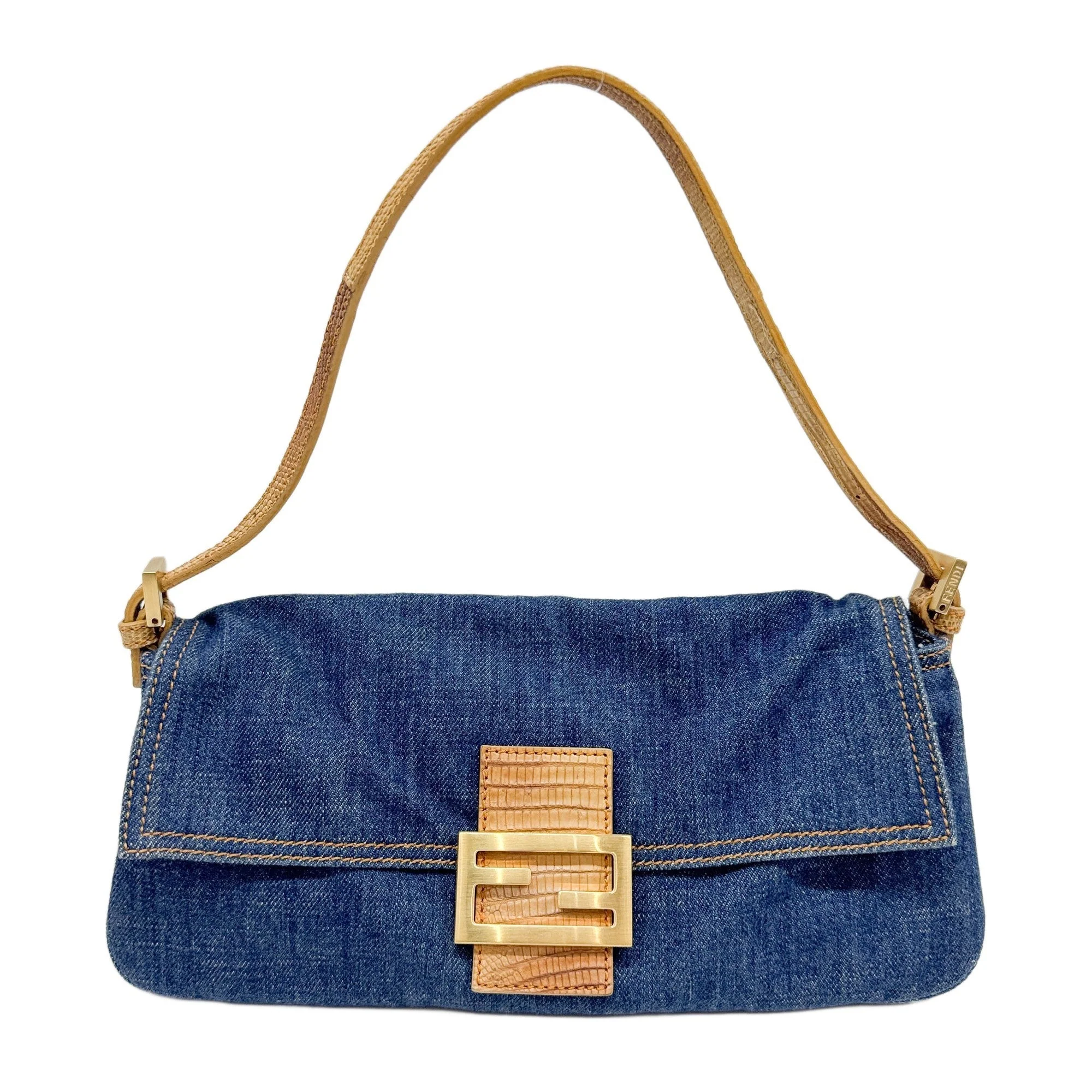 Baguette in Blue Denim Shoulder Bag