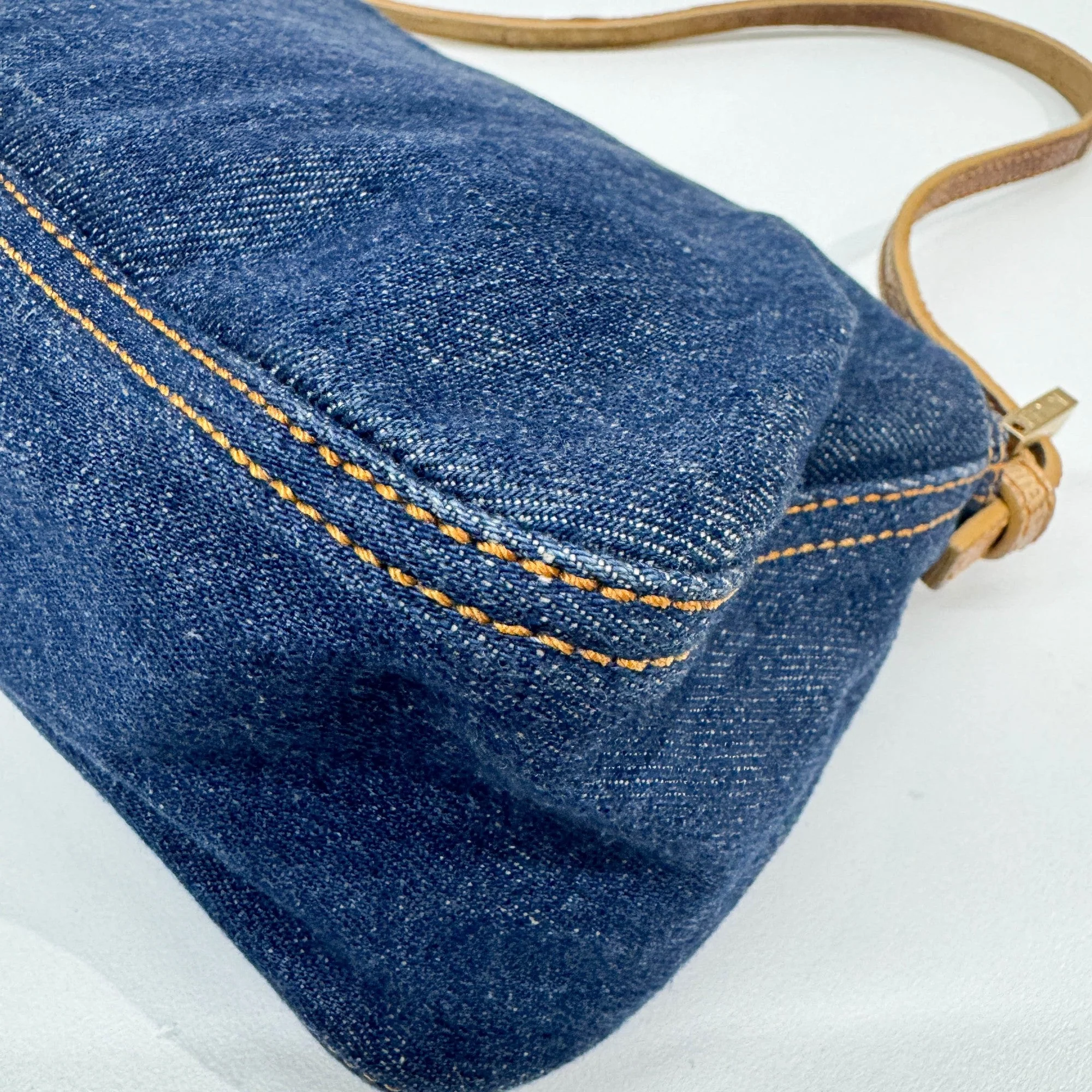 Baguette in Blue Denim Shoulder Bag - Image 11