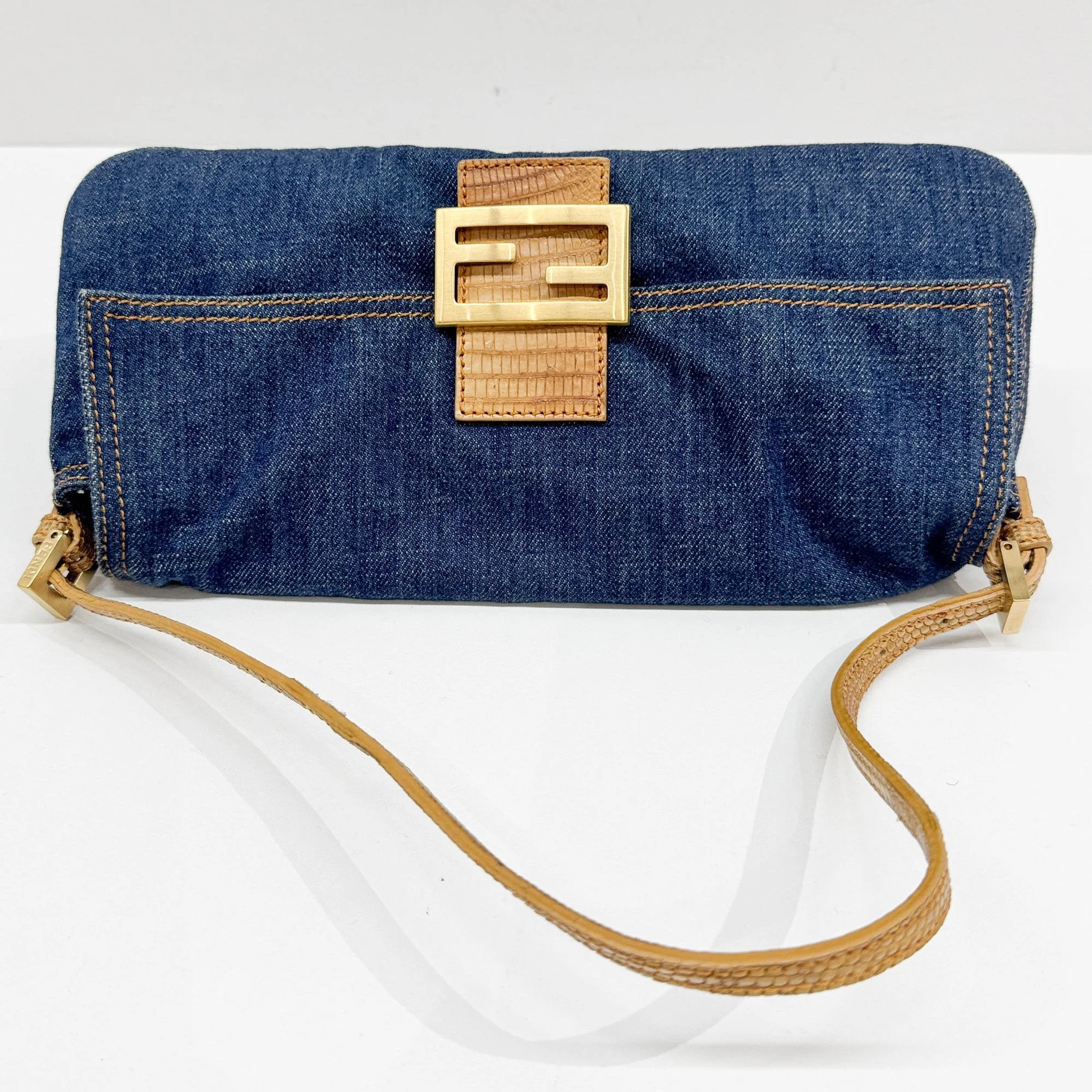 Baguette in Blue Denim Shoulder Bag - Image 6