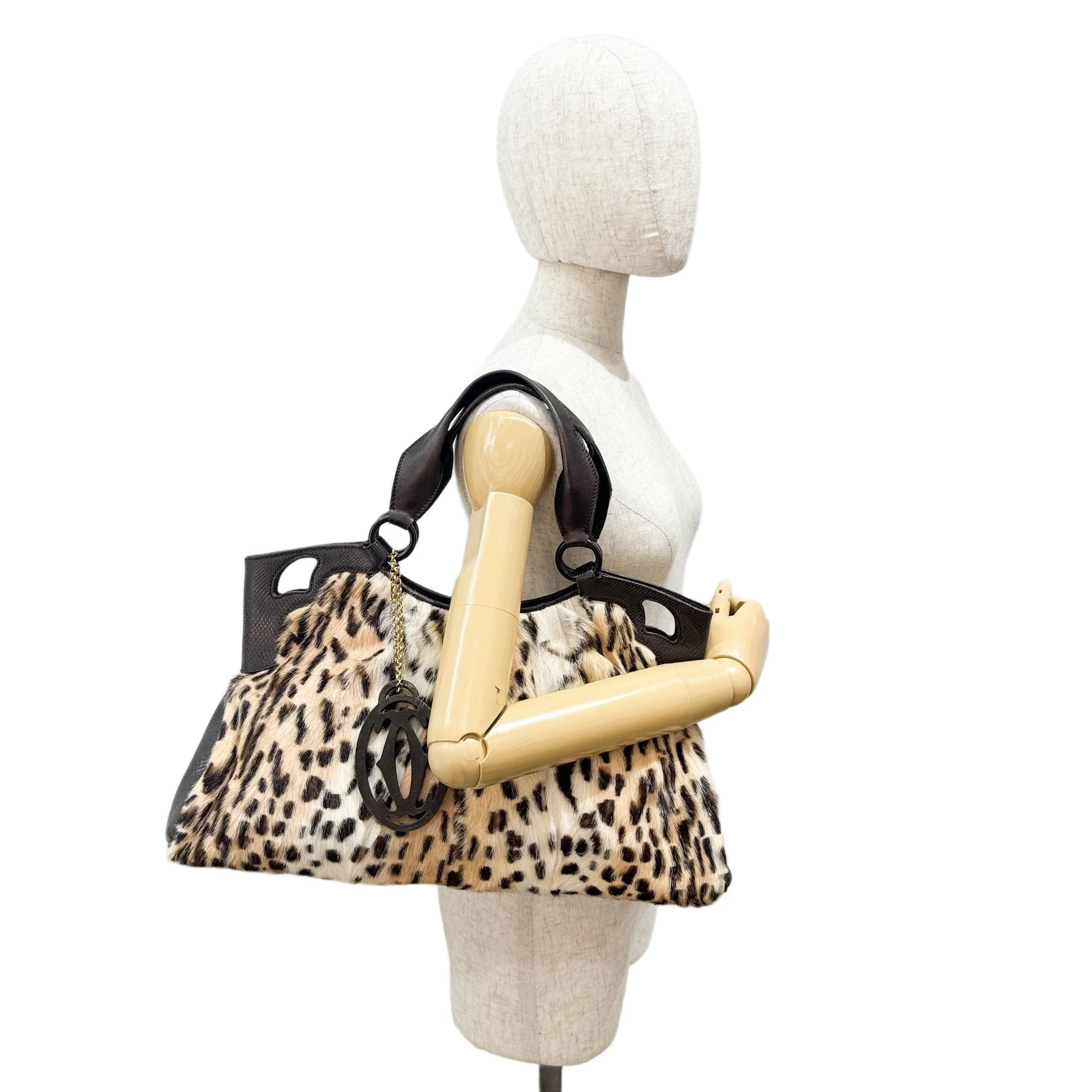 Marcello Tan Cheetah Print Pony Hair Hand Bag - Image 3