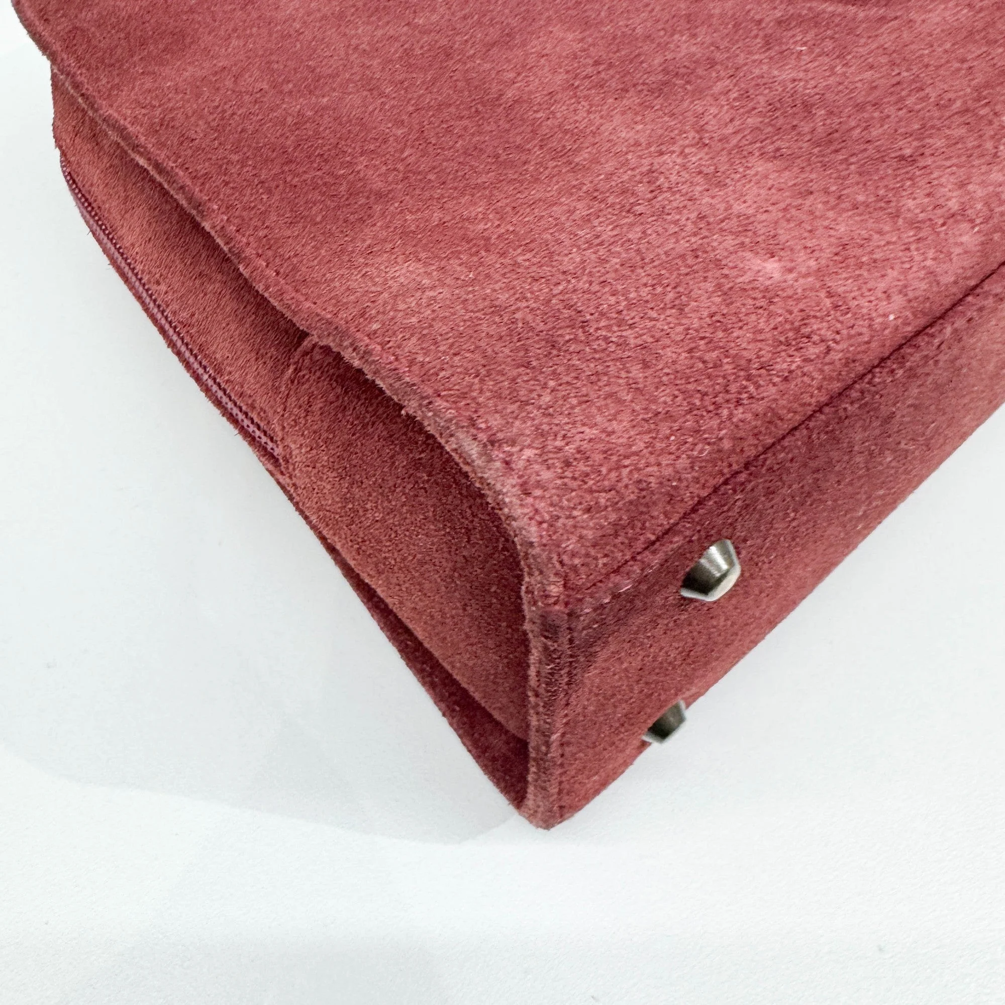 Maroon Red Suede Shoulder Bag - Image 10