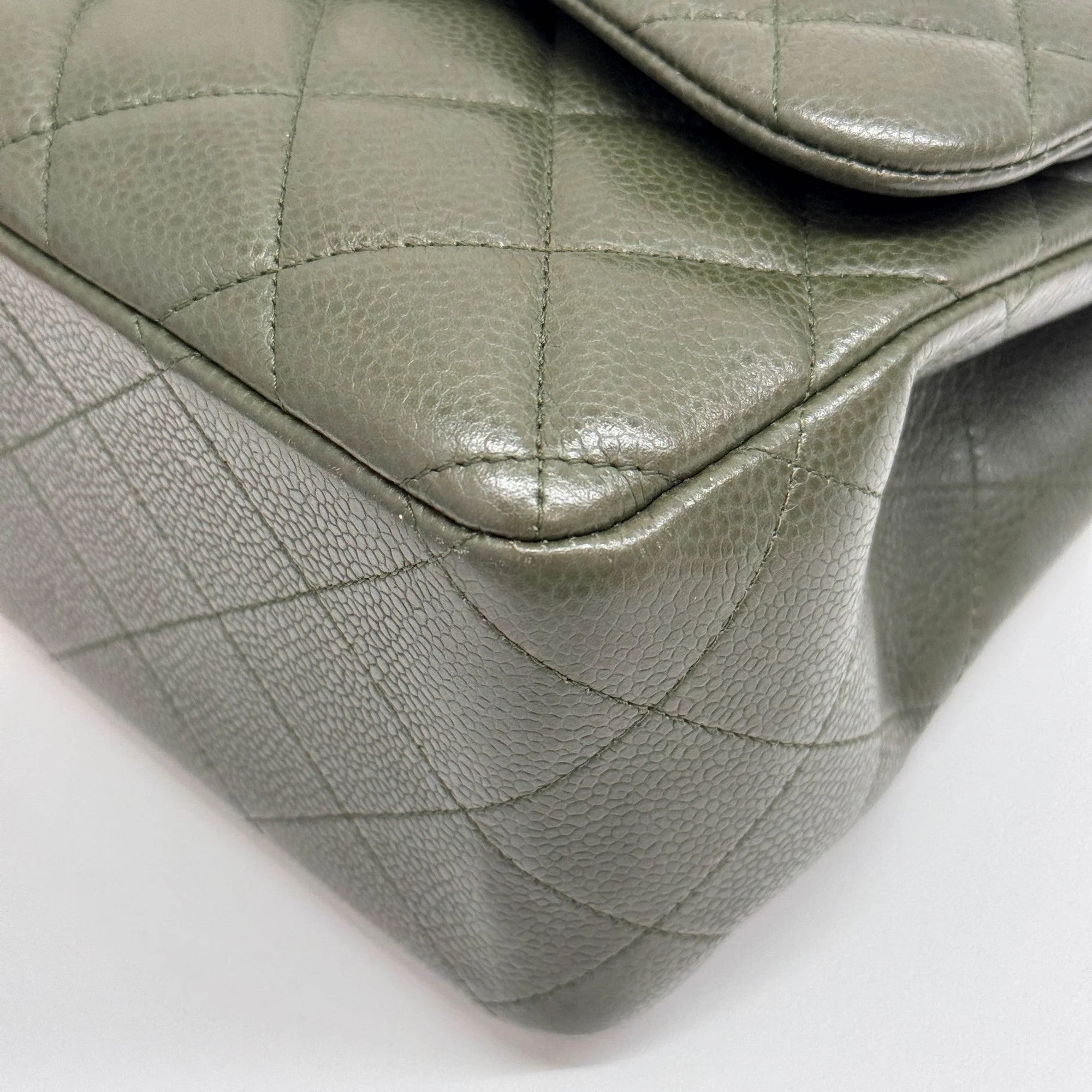 Maxi Classic Double Flap 2018-2019 Matelasse Army Green Leather Shoulder Bag - Image 12