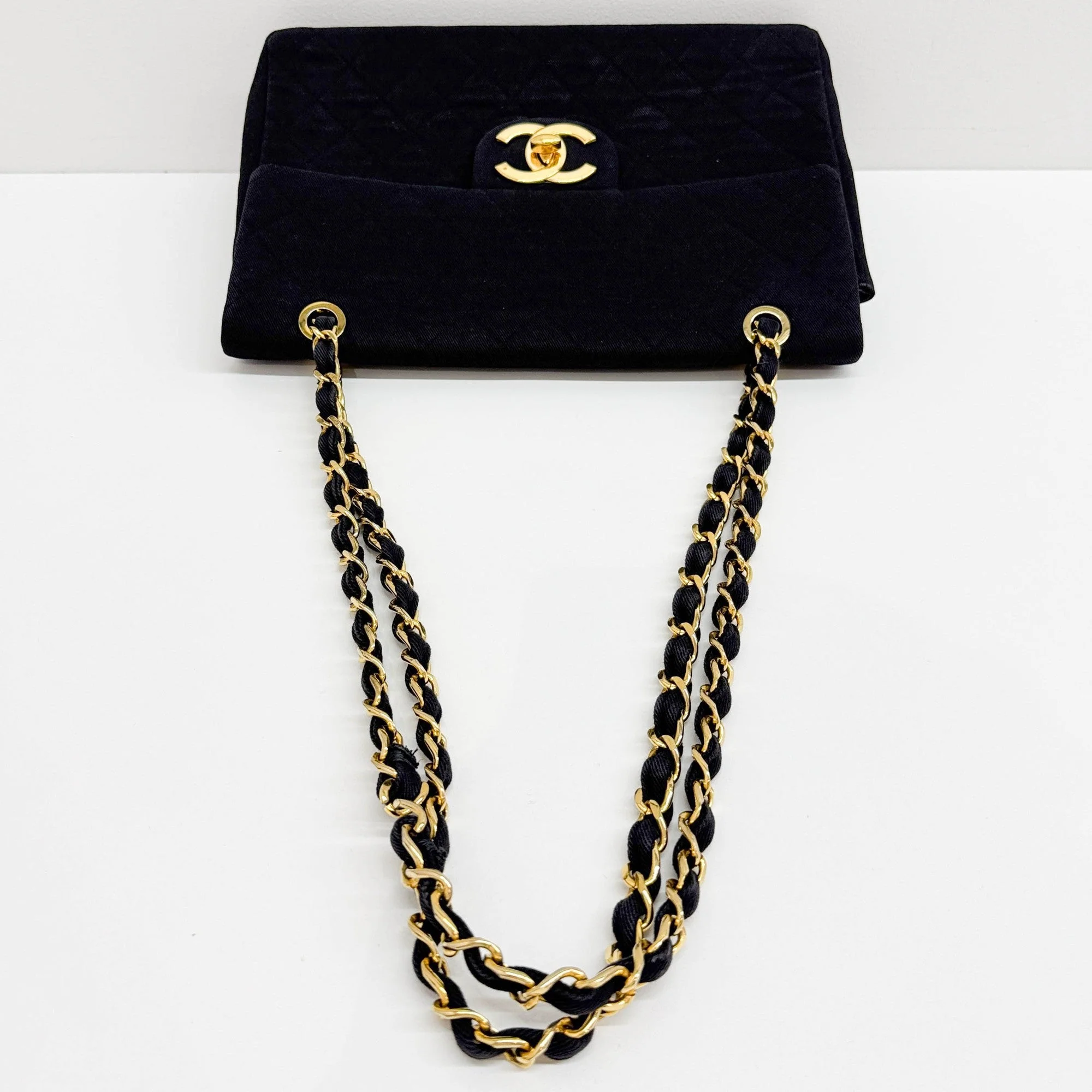 Maxi Classic Flap 1989-1991 Matelasse Black Denim Shoulder Bag - Image 6