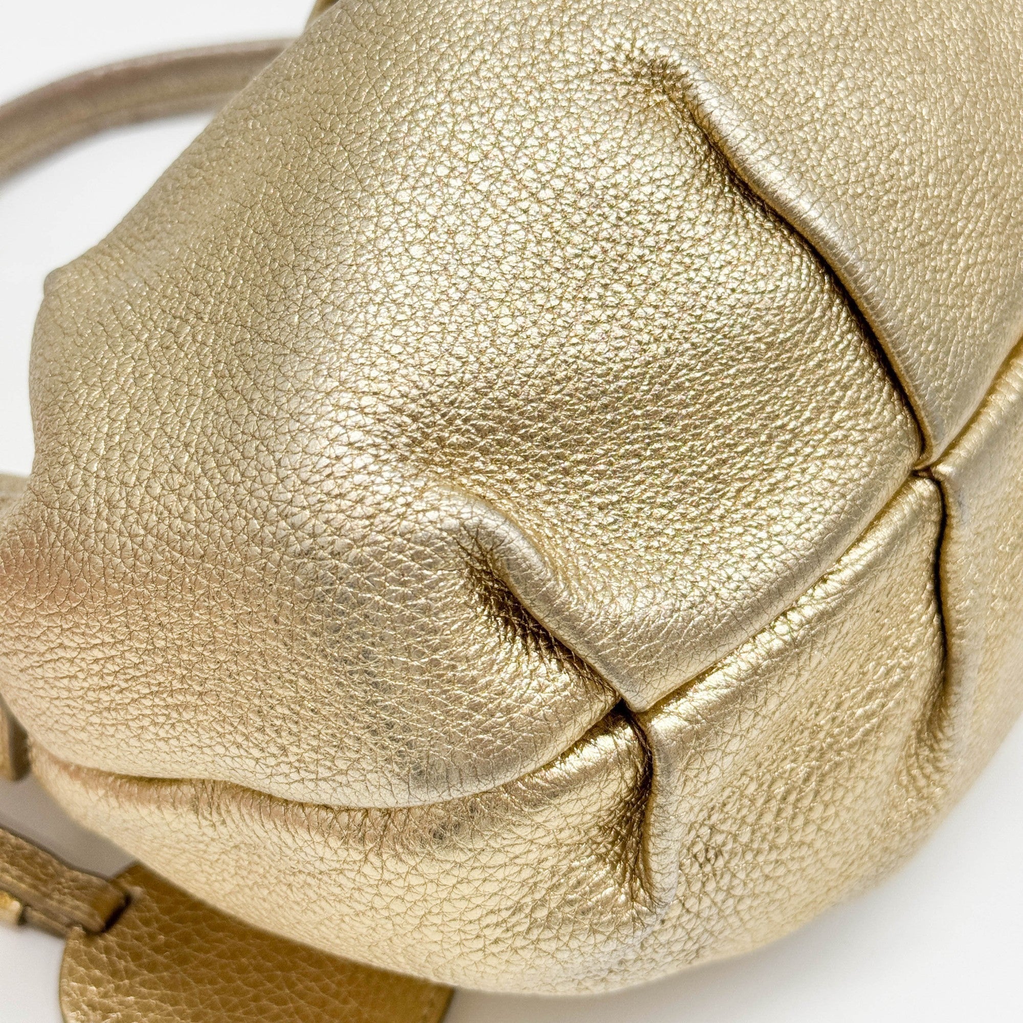 Metallic Gold Leather Shoulder Bag - Image 8