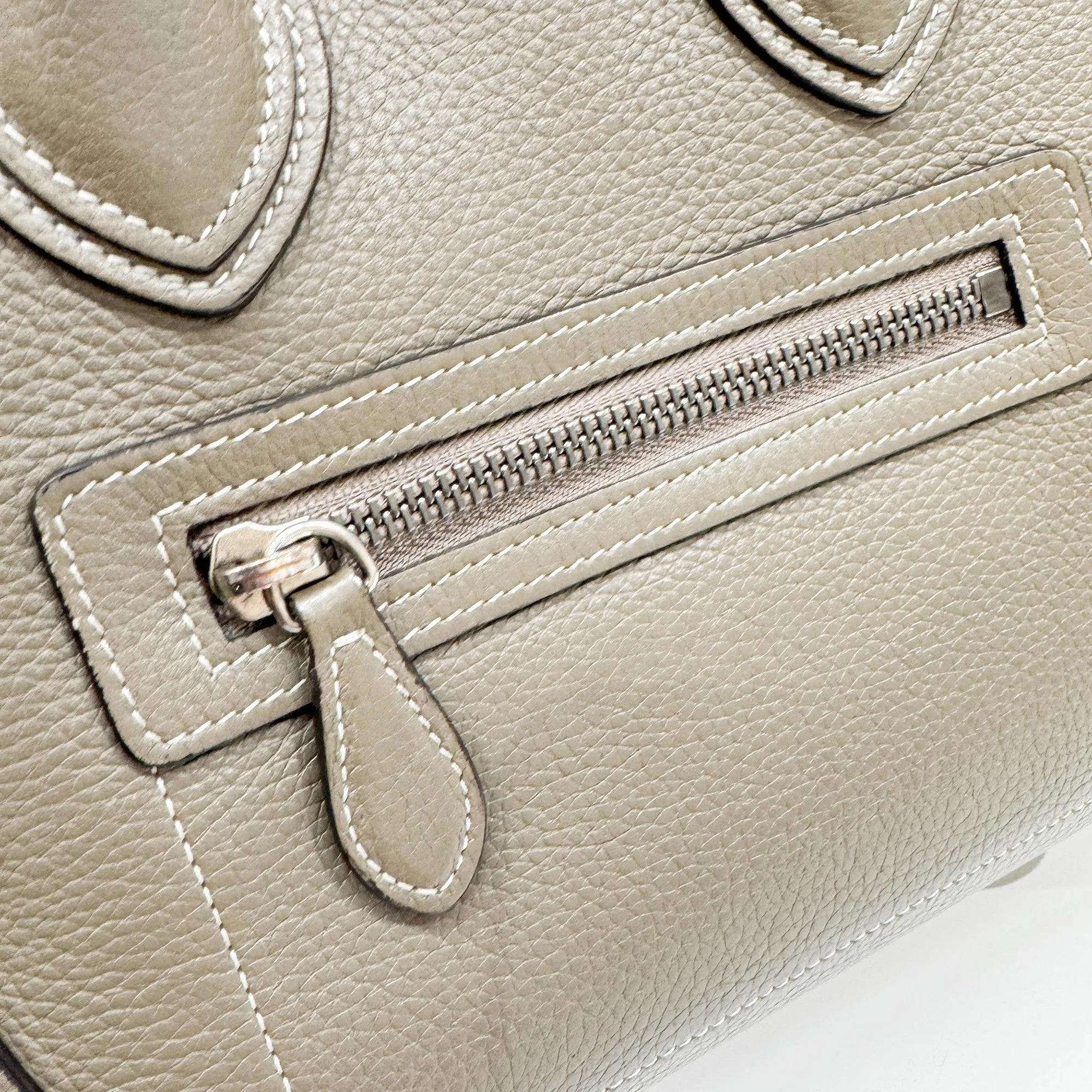 Micro Luggage Elephant Gray Leather Hand Bag - Image 15