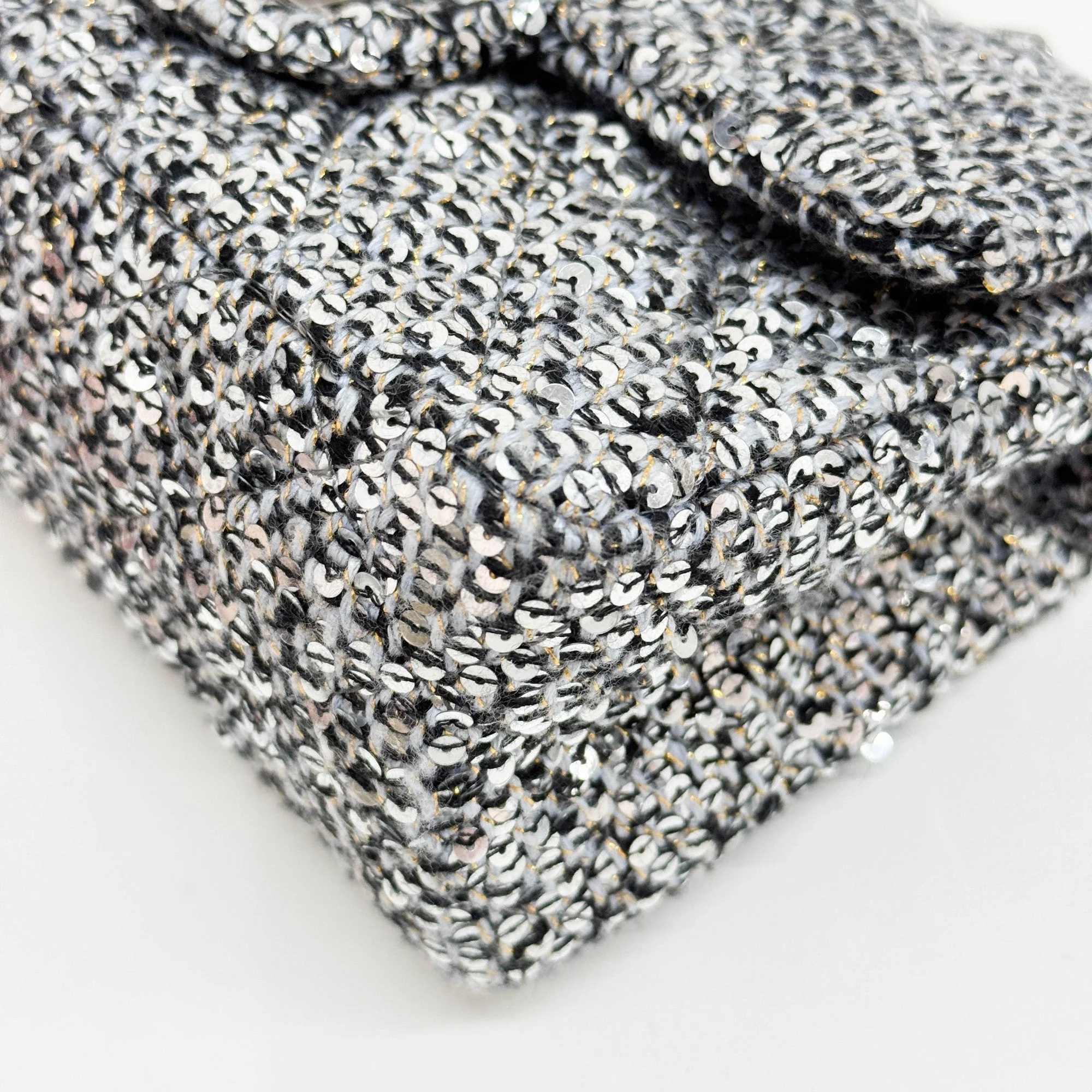Mini 2.55 2020 Matelasse Silver & Black Sequined Tweed Shoulder Bag - Image 10
