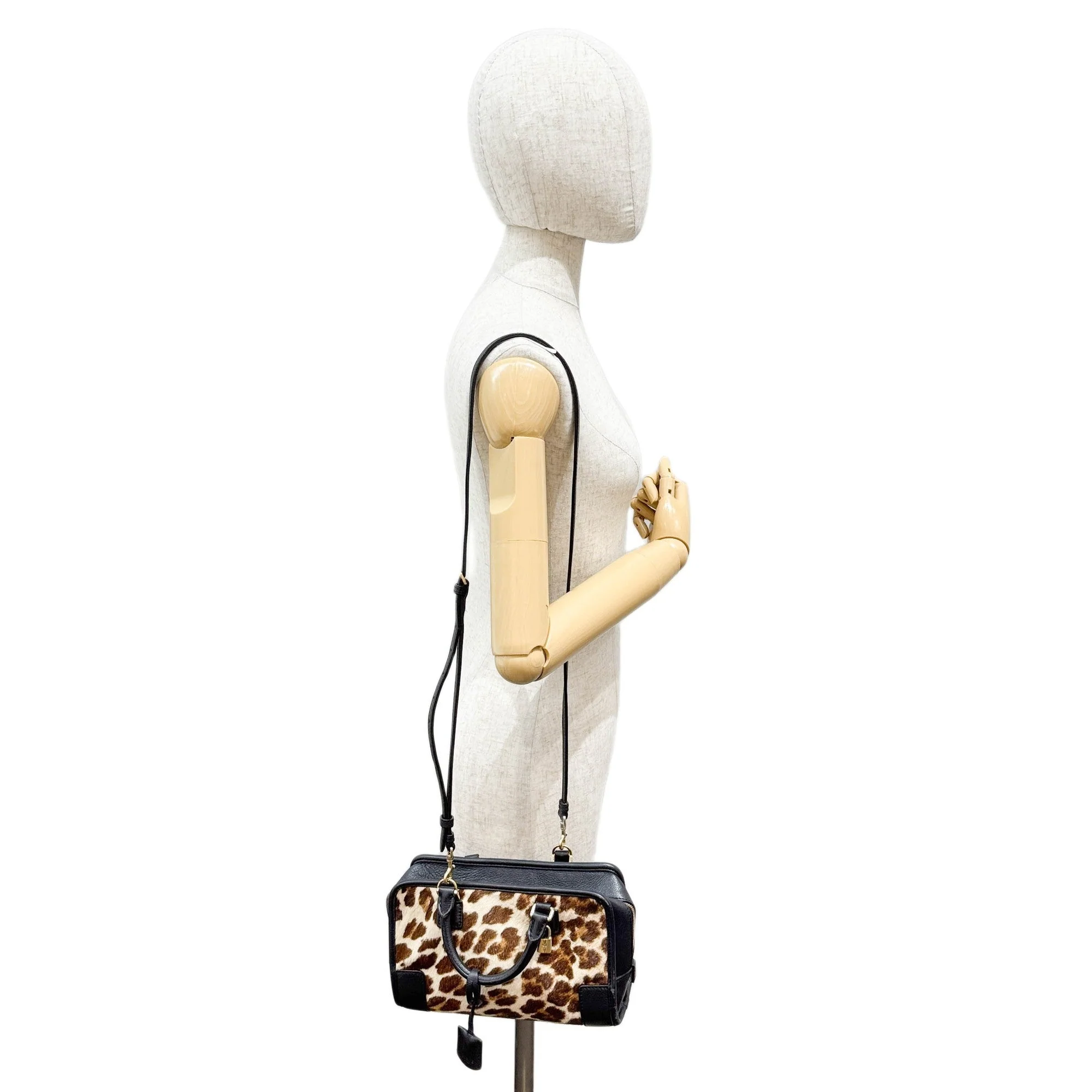Mini Amazona Brown Giraffe Print Pony Hair Two Way Bag - Image 3