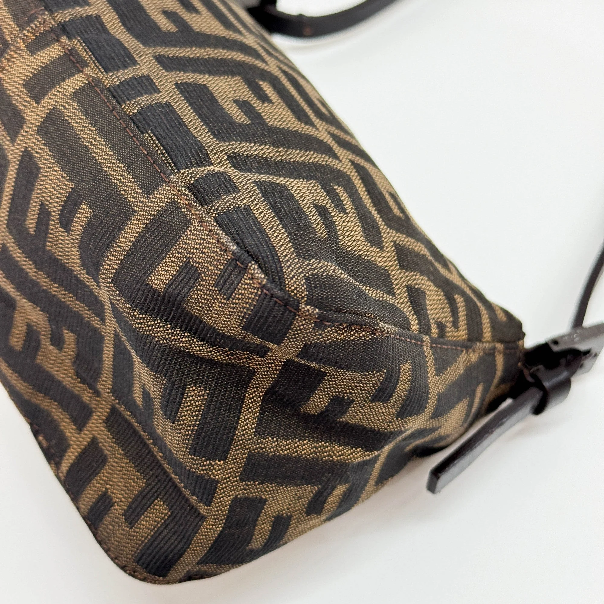 Mini Baguette Brown Zucca Canvas Shoulder Bag - Image 11