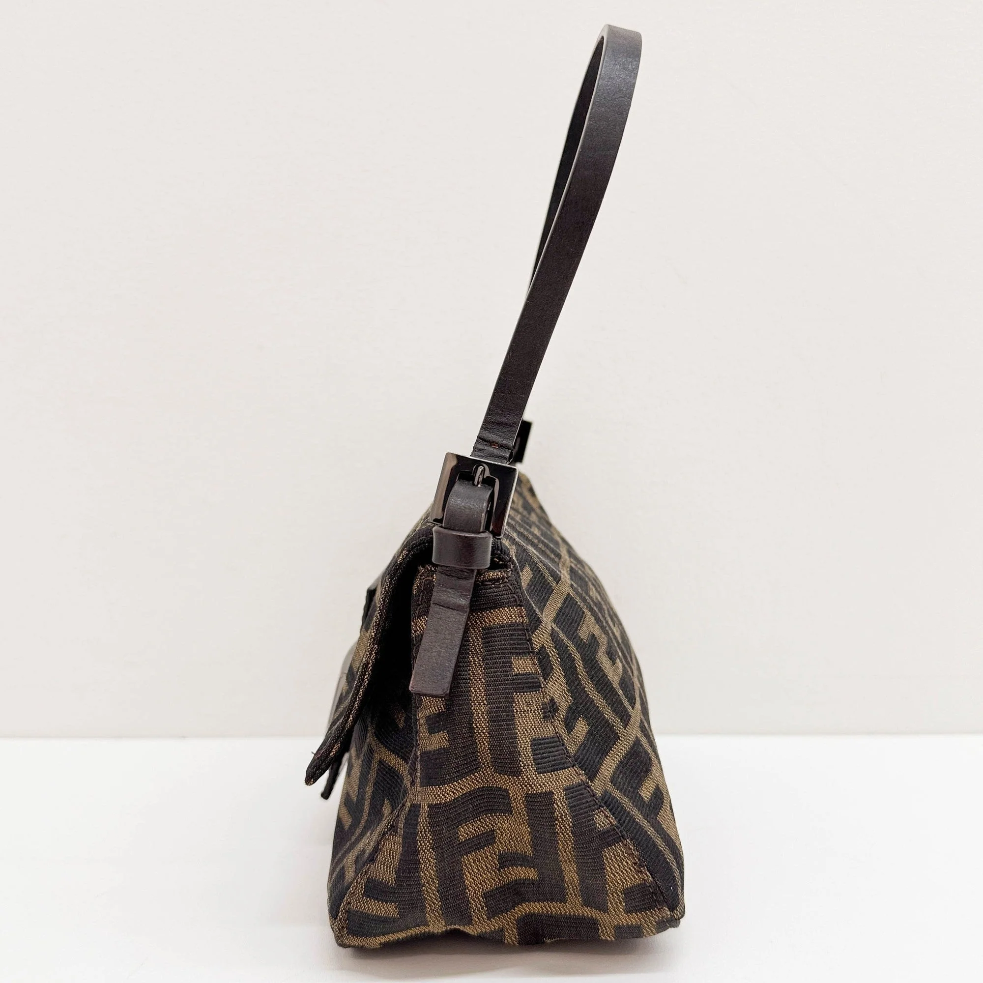 Mini Baguette Brown Zucca Canvas Shoulder Bag - Image 4