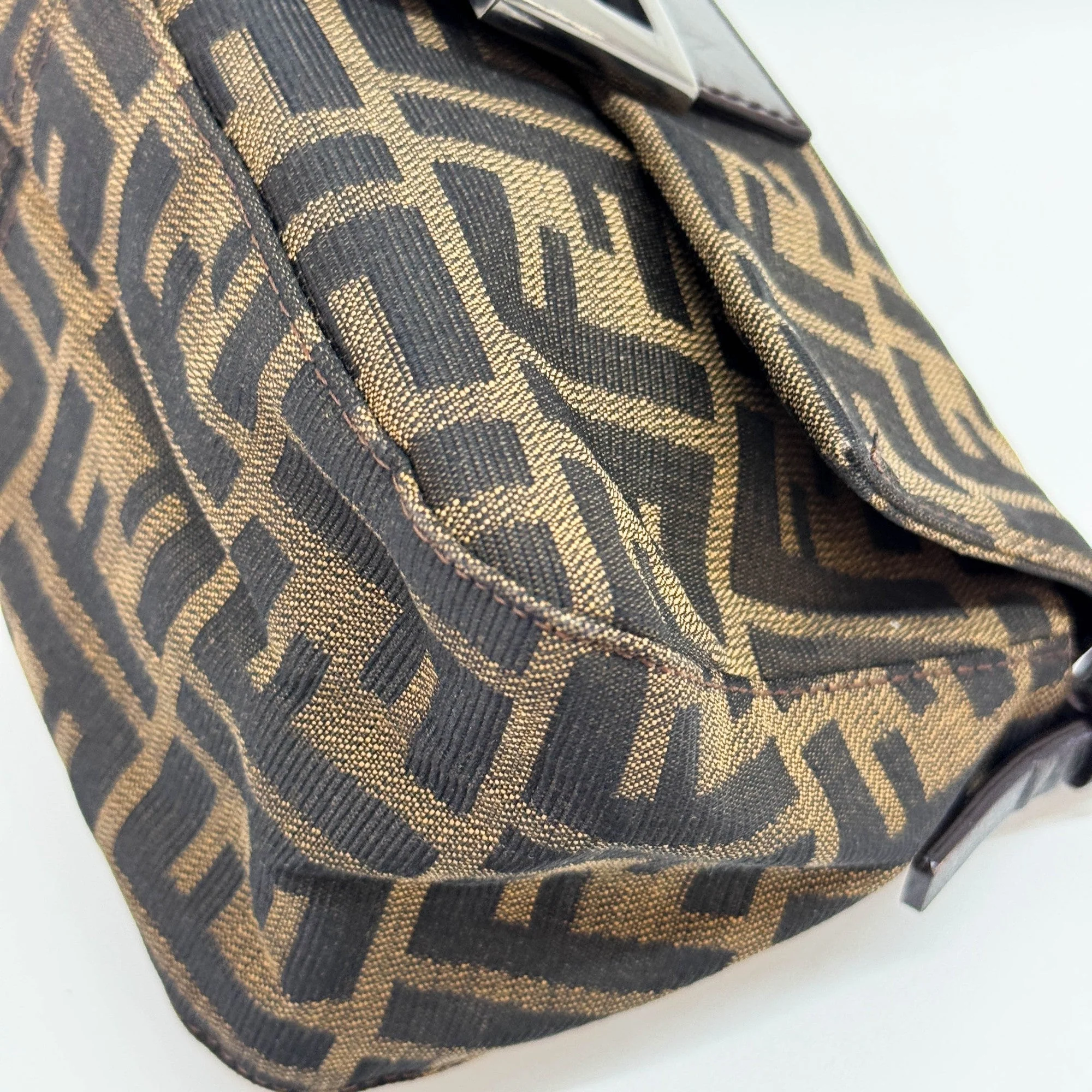 Mini Baguette Brown Zucca Canvas Shoulder Bag - Image 9