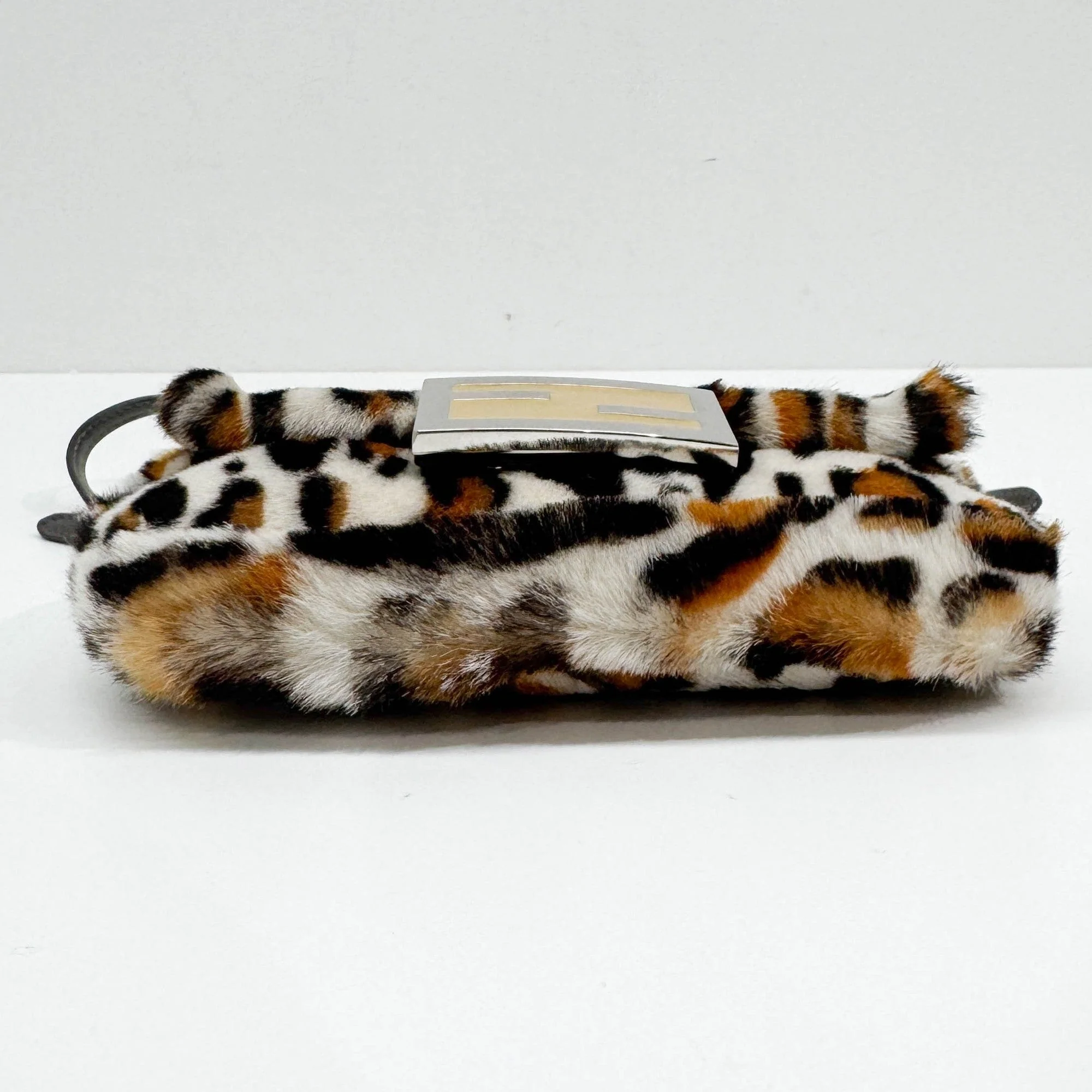 Mini Baguette White Leopard Print Pony Hair Two Way Bag - Image 8