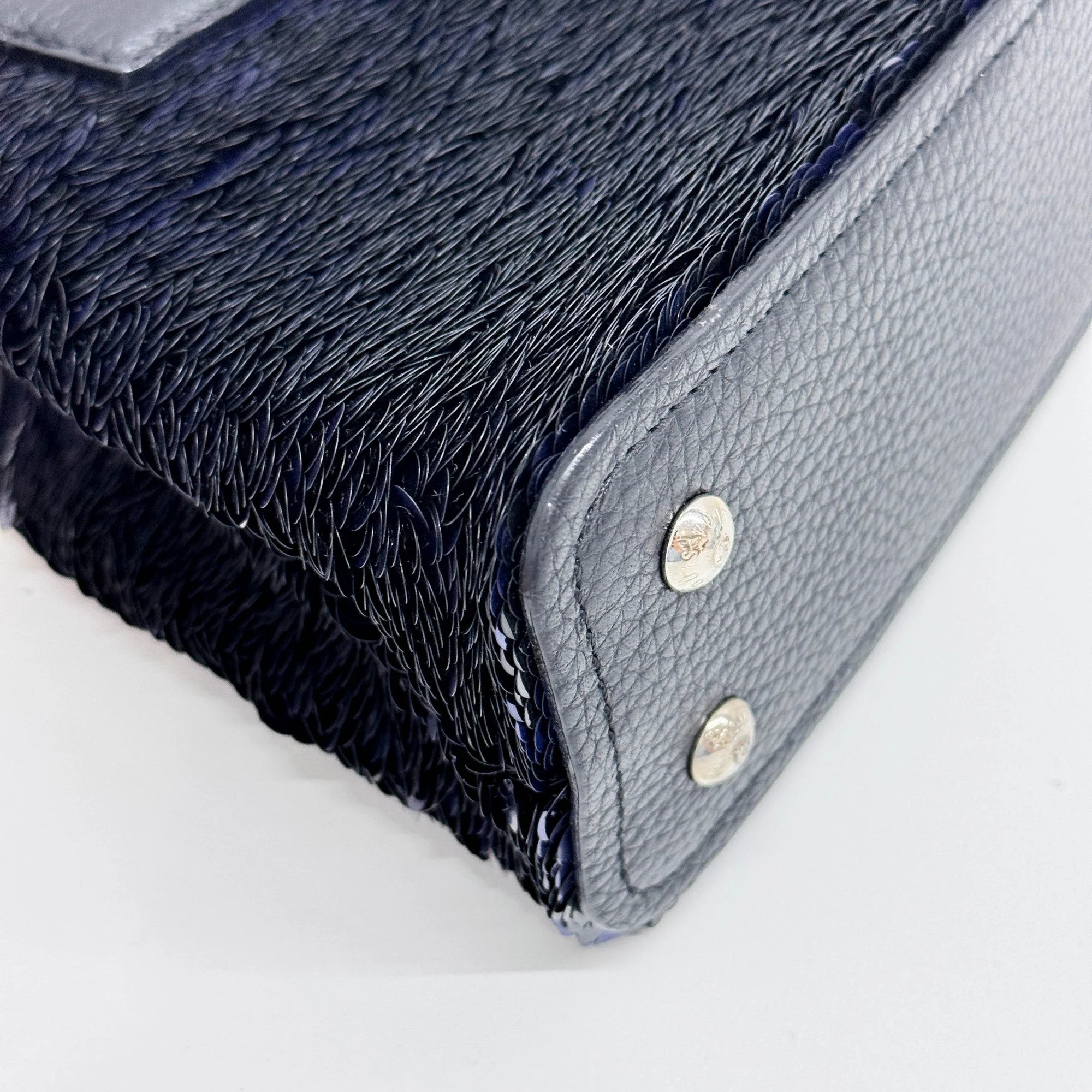 Mini Capucines Black & Blue Sequin Two Way Bag - Image 11