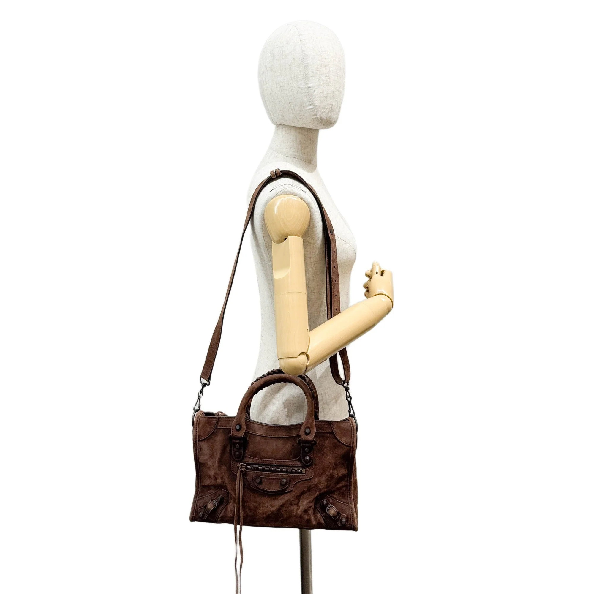 Mini City Brown Suede Handle Bag - Image 3