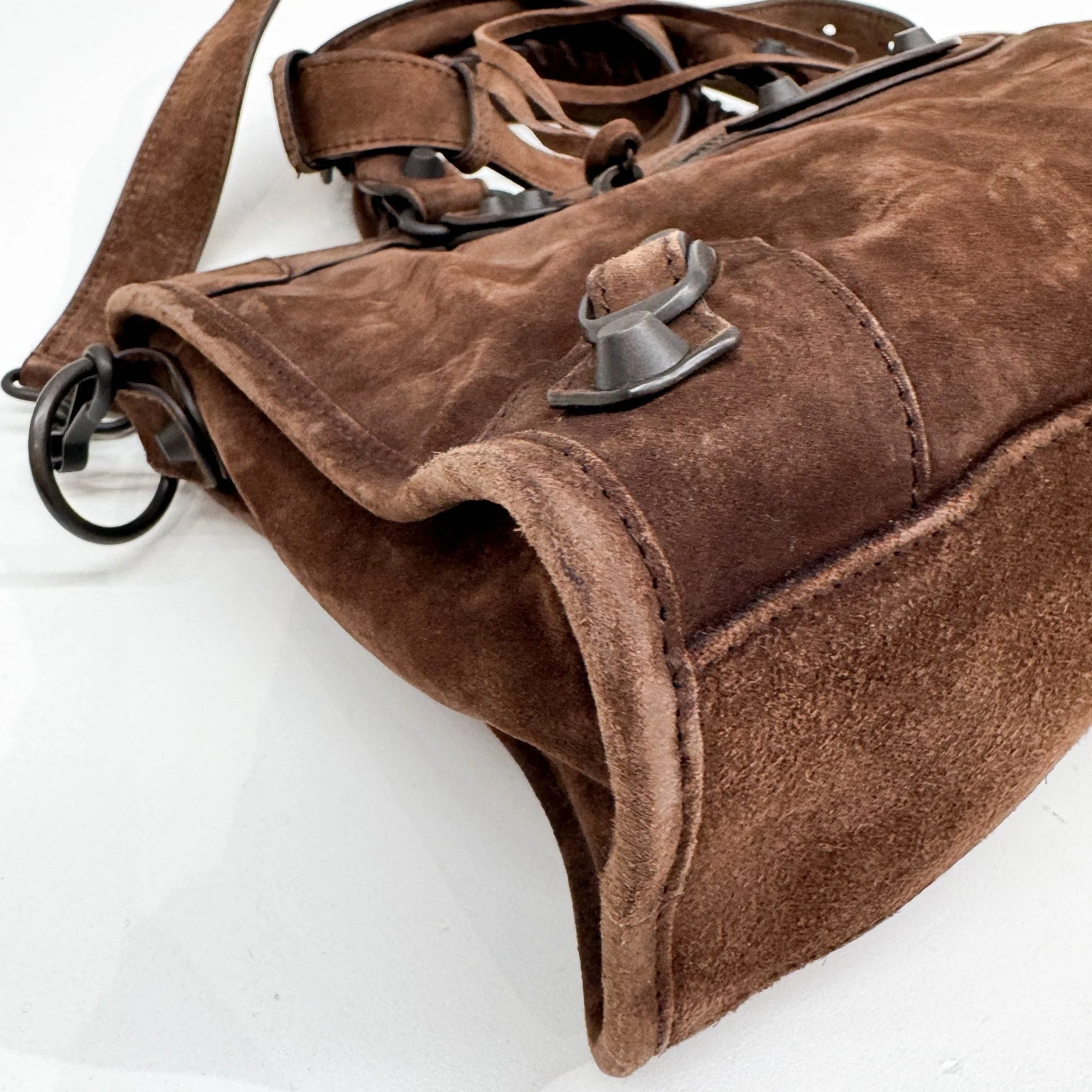 Mini City Brown Suede Handle Bag - Image 9